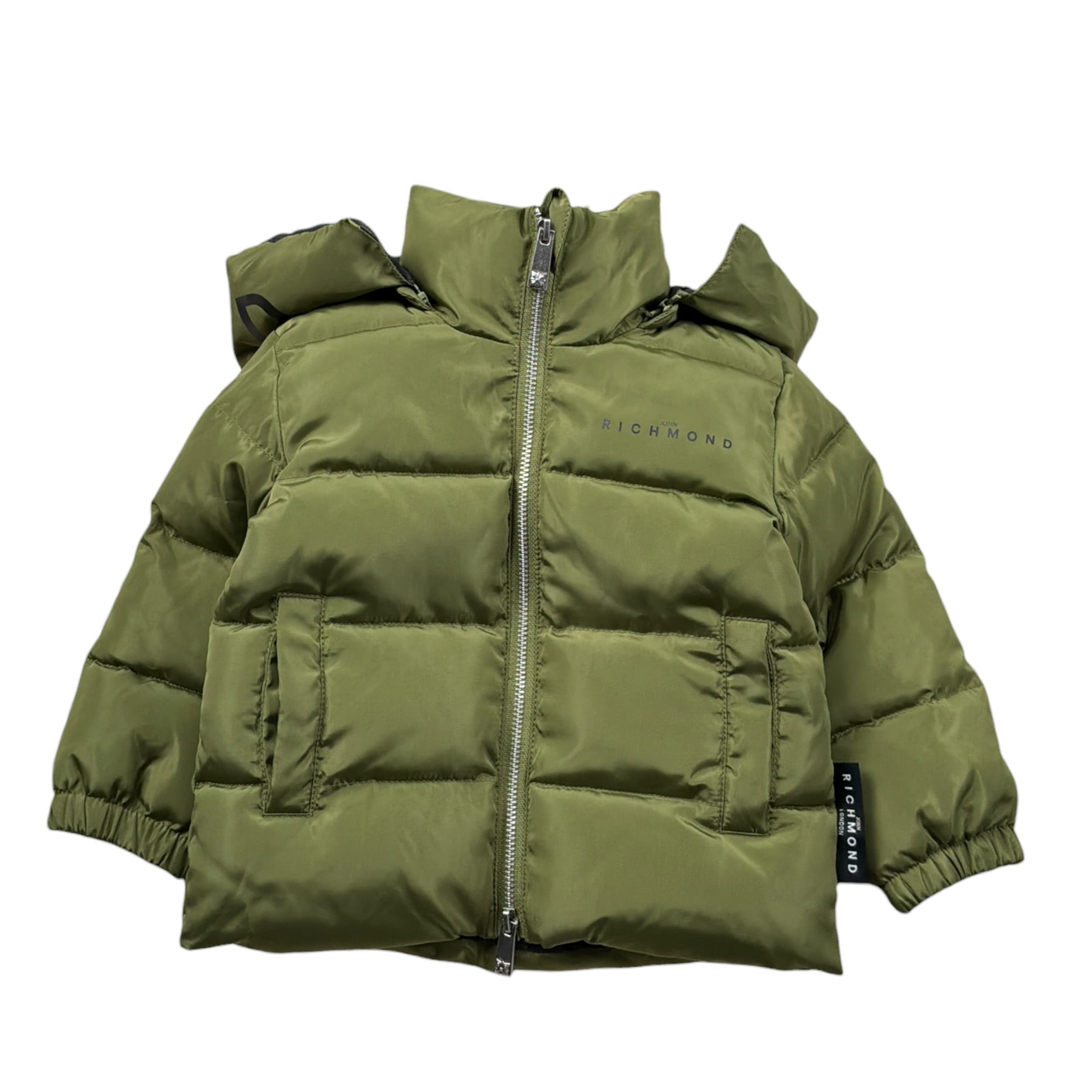 John Richmond Giubbino tinta unita con Zip E Cappuccio Verde per Neonato RIA26007PI VERDE JOHN RICHMOND 