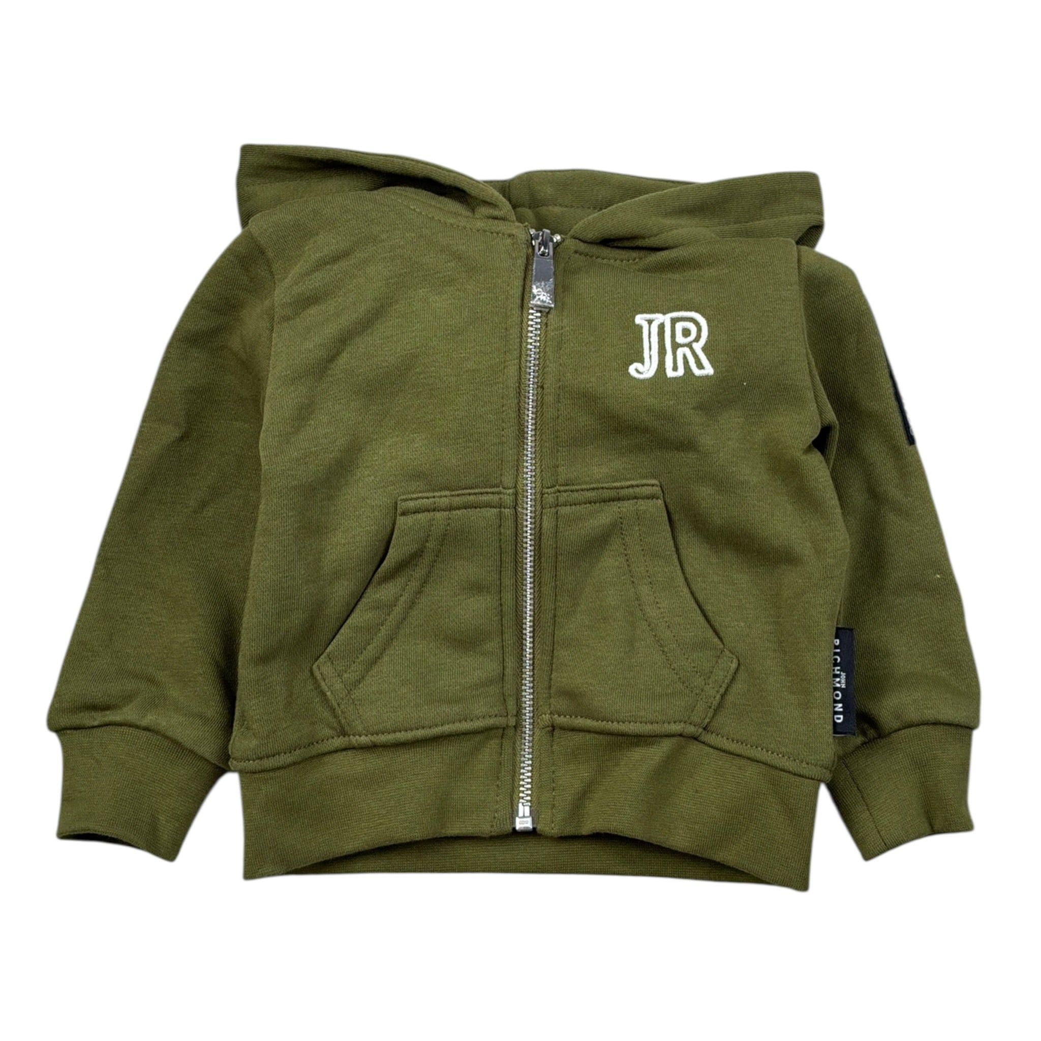John Richmond Felpa tinta unita con Zip E Cappuccio Verde per Neonato RIA26051FE VERDE JOHN RICHMOND 