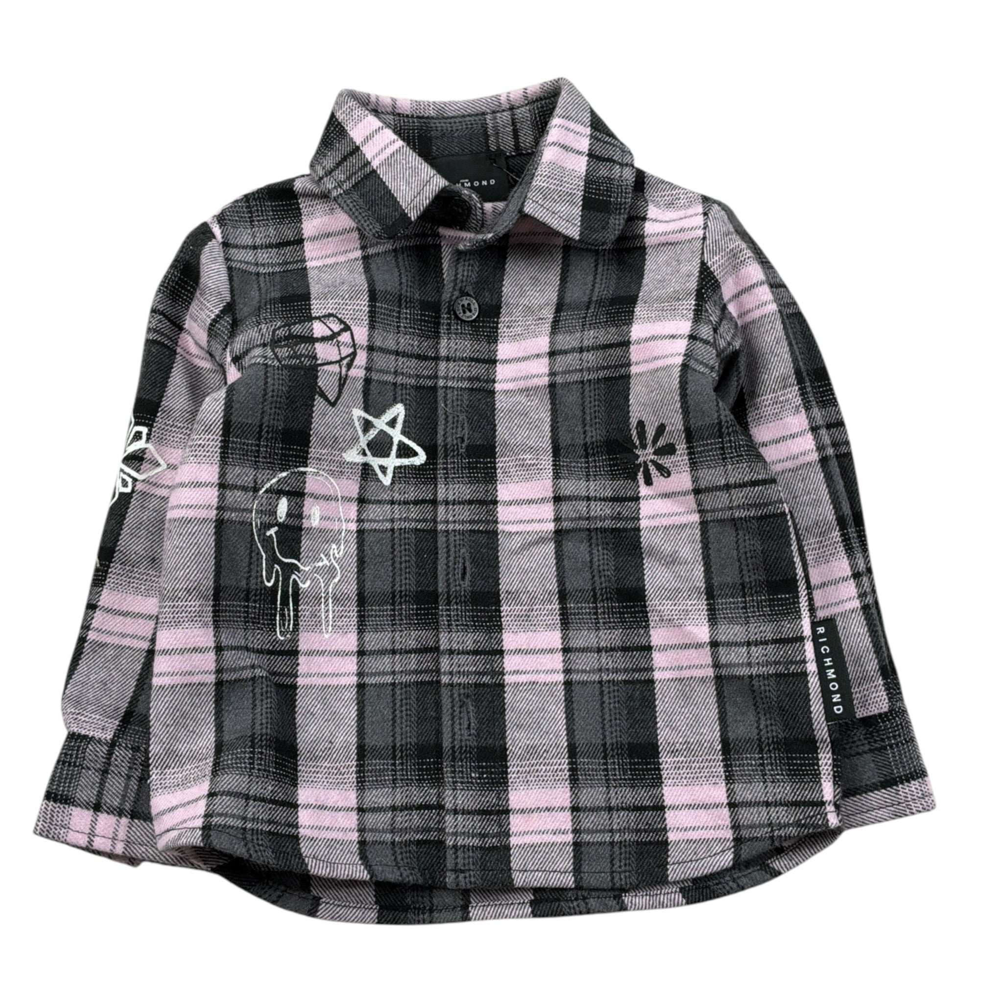 John Richmond Camicia tinta unita con Fantasia A Quadri Rosa per Neonata RIA26084CA ROSA JOHN RICHMOND 