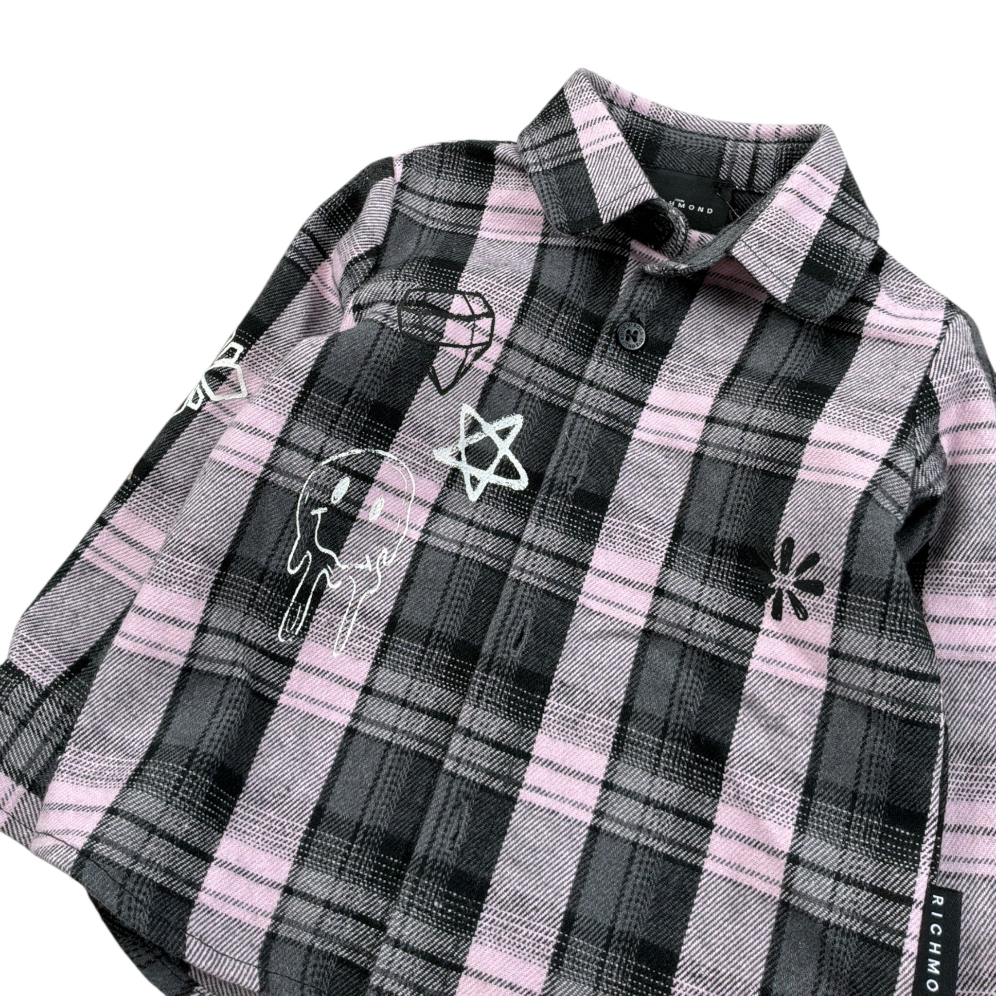 John Richmond Camicia tinta unita con Fantasia A Quadri Rosa per Neonata RIA26084CA ROSA JOHN RICHMOND 