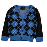 John Richmond Cardigan Bicolore con Fantasia A Quadri Blu per Neonato RIA26114CD BLU JOHN RICHMOND 