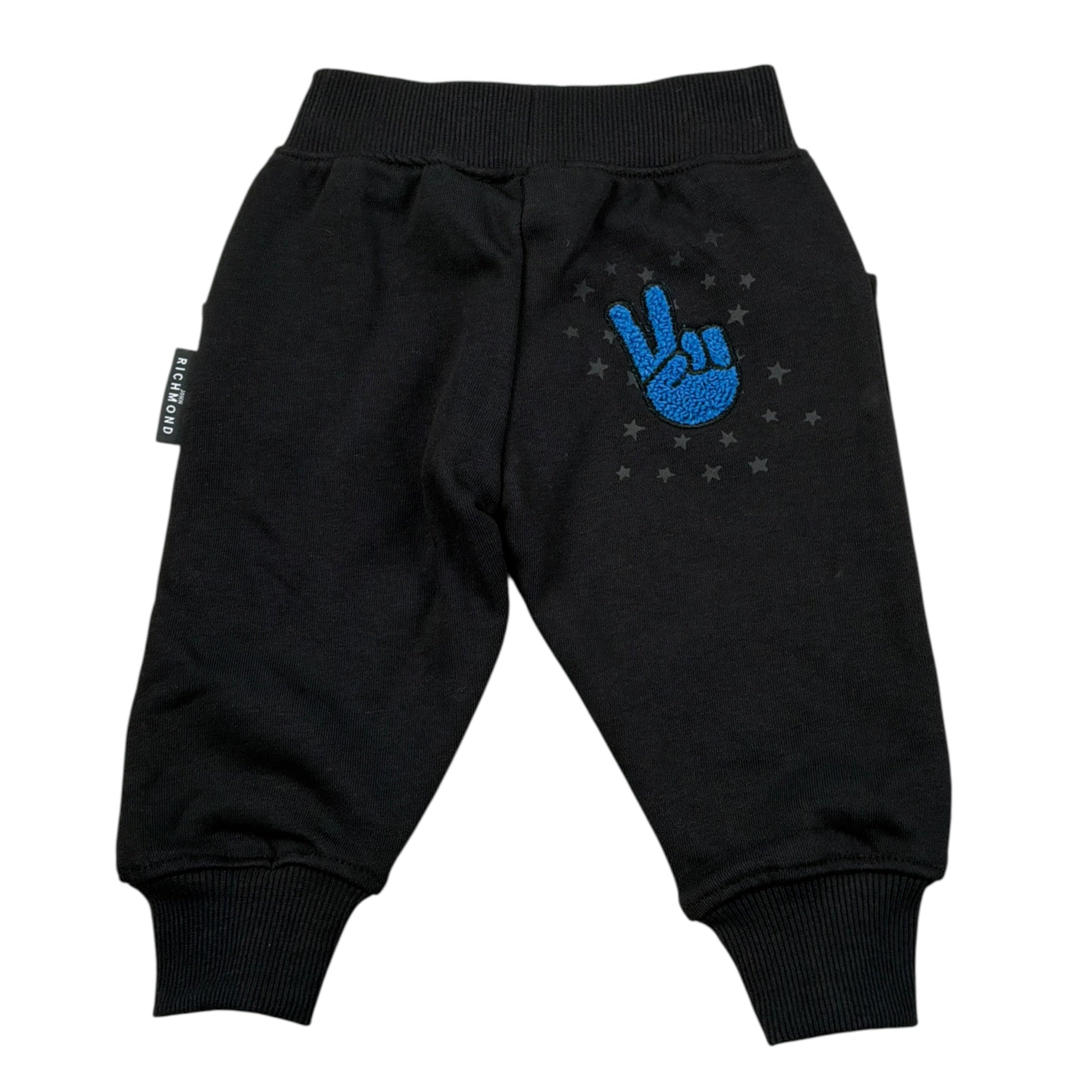 John Richmond Pantalone Modello Tuta tinta unita con Stampa Nero per Neonato RIA26118PA NERO JOHN RICHMOND 