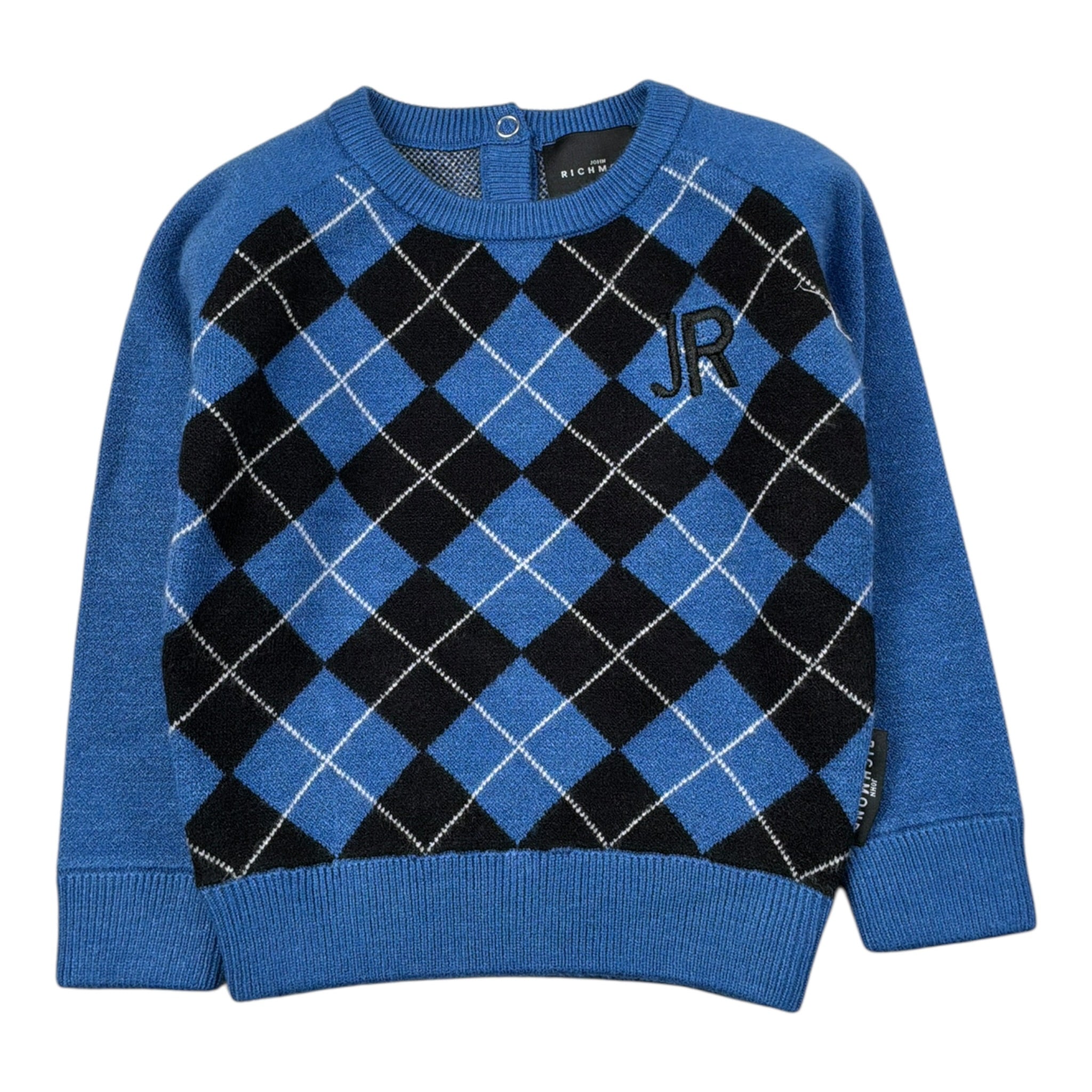 John Richmond Maglia Bicolore con Fantasia Quadri Blu per Neonato RIA26120MA BLU JOHN RICHMOND 