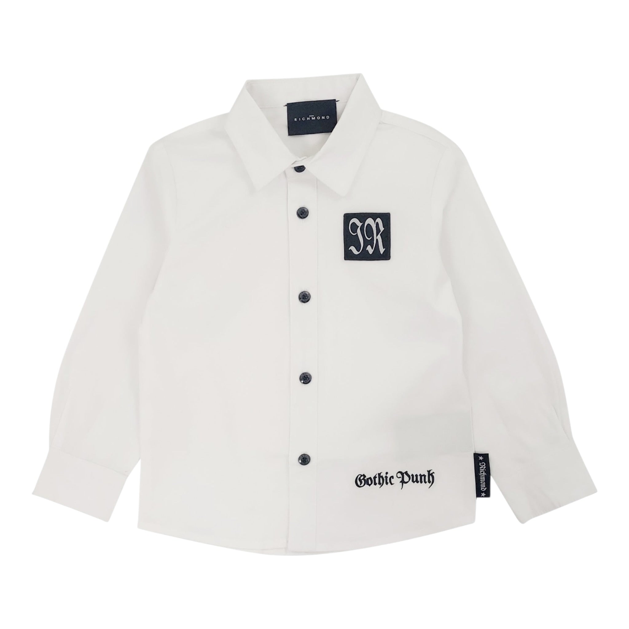 John Richmond Camicia Manica Lunga tinta unita con Logo Bianco per Bambino RIP23084CA BIANCO JOHN RICHMOND 