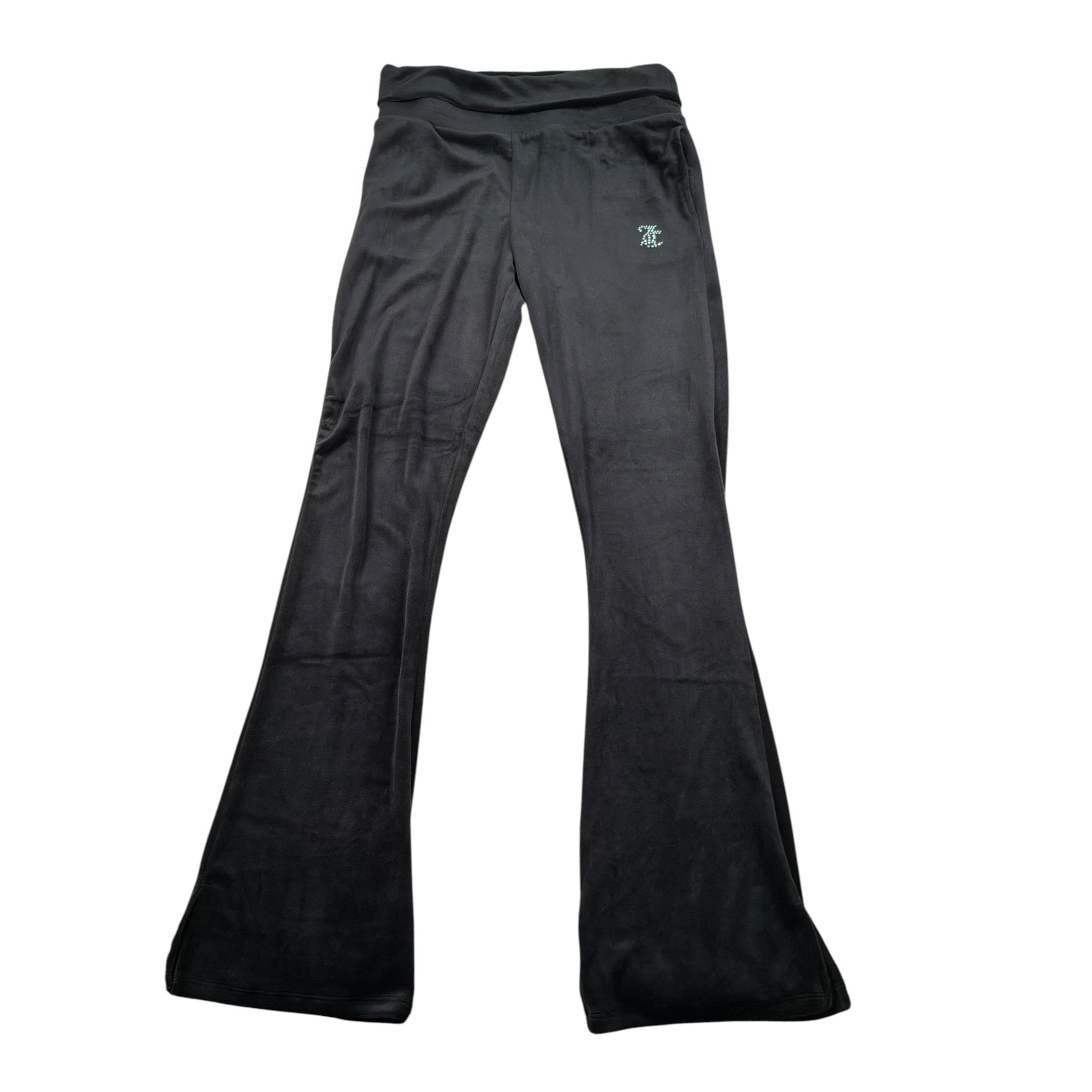 Juicy Couture Pantalone In Velluto tinta unita Modello Zampa Nero per Bambina JBX6501 NERO JUICY COUTURE 