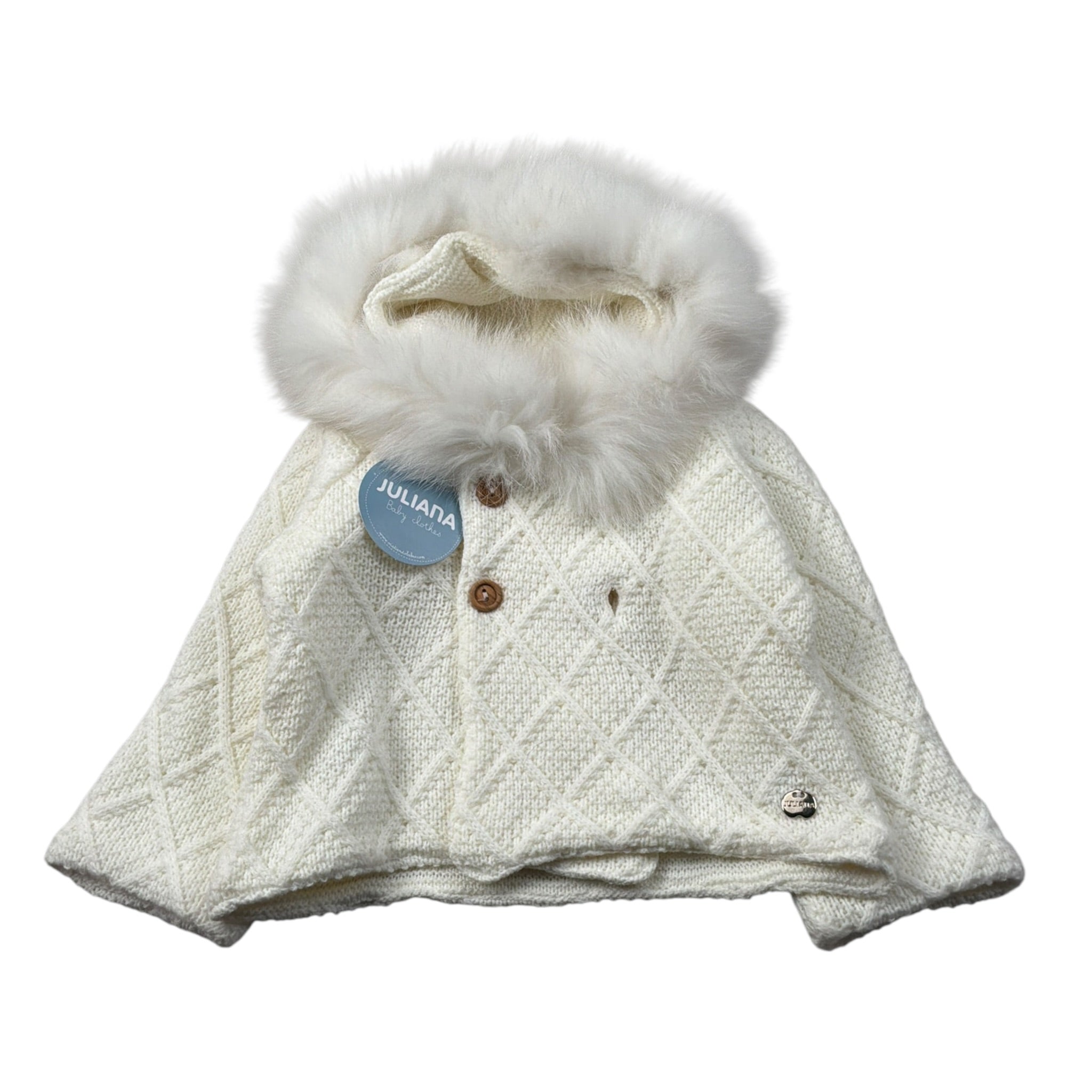 Juliana Cardigan tinta unita con Cappuccio Panna per Neonata 24699 PANNA JULIANA 