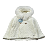 Juliana Cardigan tinta unita con Cappuccio Panna per Neonata 24699X PANNA JULIANA 