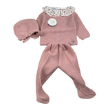 Juliana Completo 3 Pezzi Maglia-Ghettina-Cappello Rosa per Neonata 25549 ROSA JULIANA 
