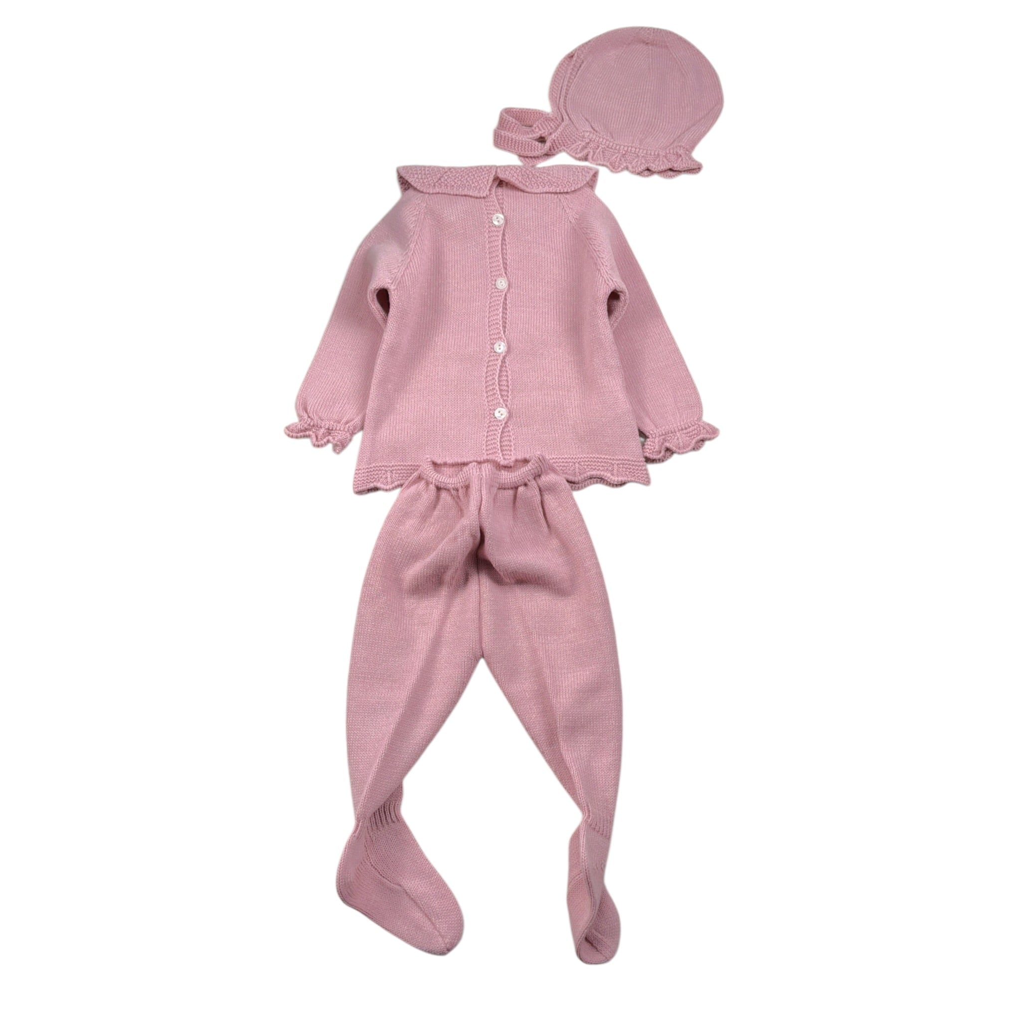 Juliana Completo 3Pz Maglia-Cappello-Ghettina Rosa per Neonata 25552 ROSA JULIANA 