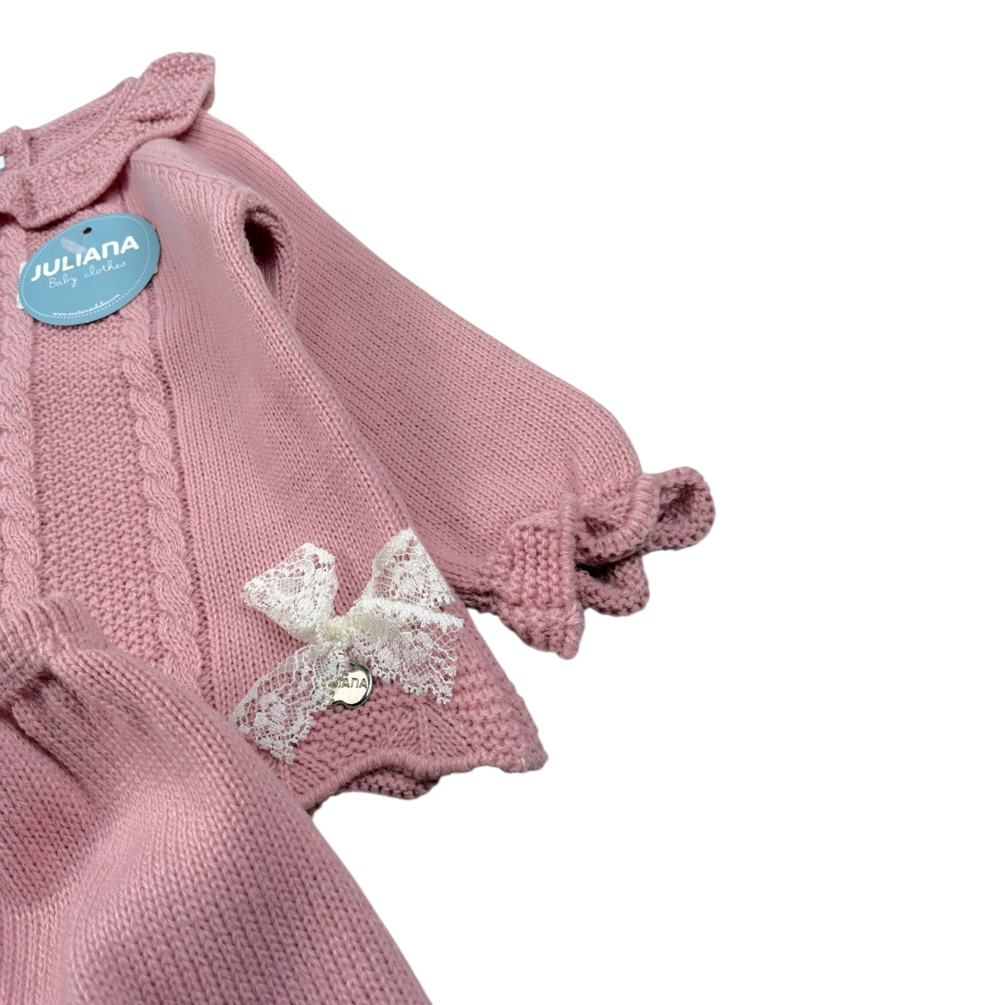 Juliana Completo 3Pz Maglia-Cappello-Ghettina Rosa per Neonata 25552 ROSA JULIANA 