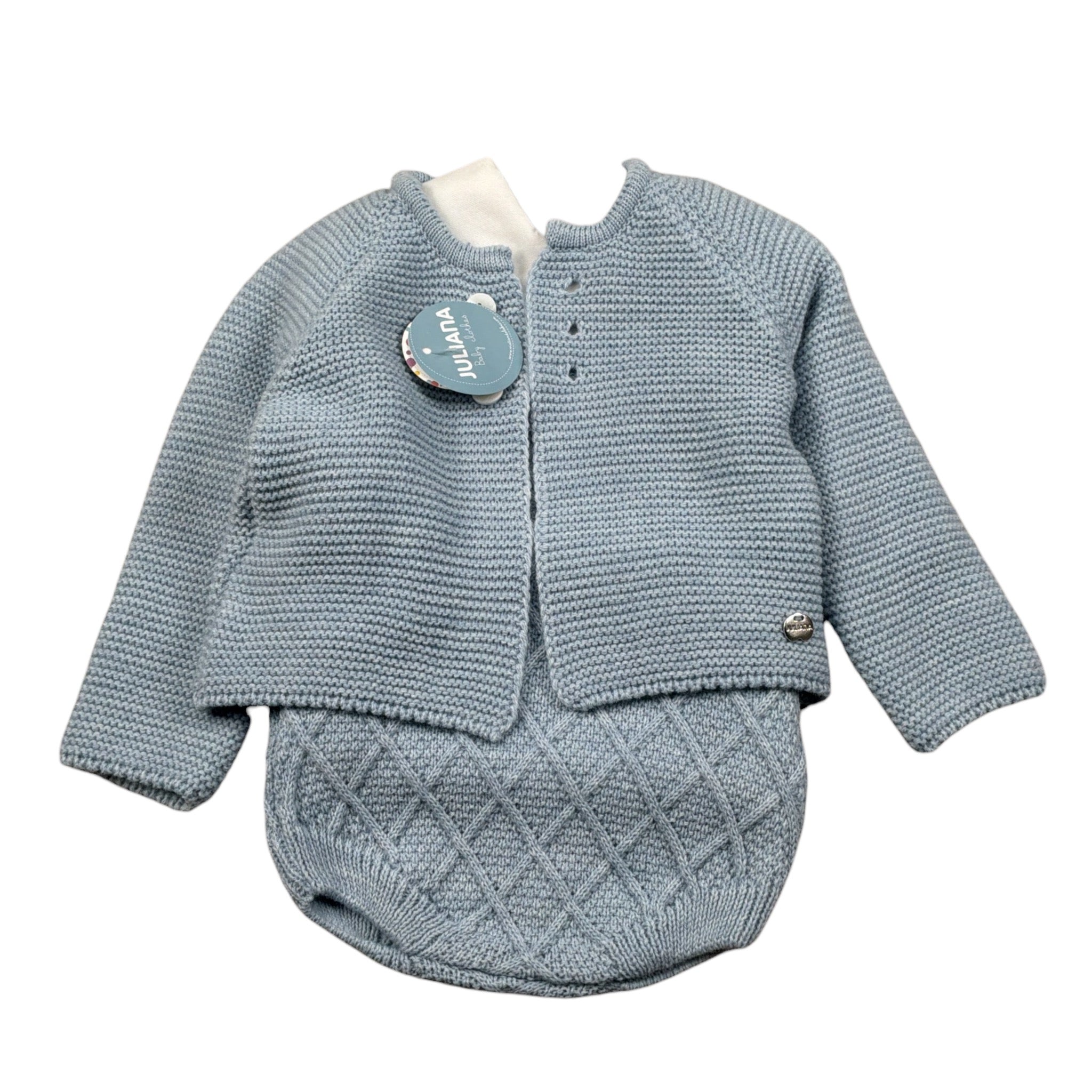 Juliana Completo 3 Cardigan-Camicia-Pagliaccetto Azzurro per Neonato 25608 AZZURRO JULIANA 