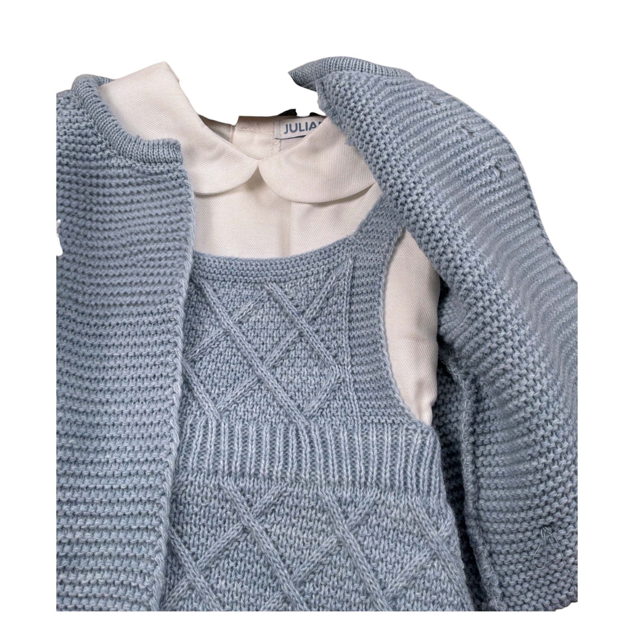 Juliana Completo 3 Cardigan-Camicia-Pagliaccetto Azzurro per Neonato 25608 AZZURRO JULIANA 