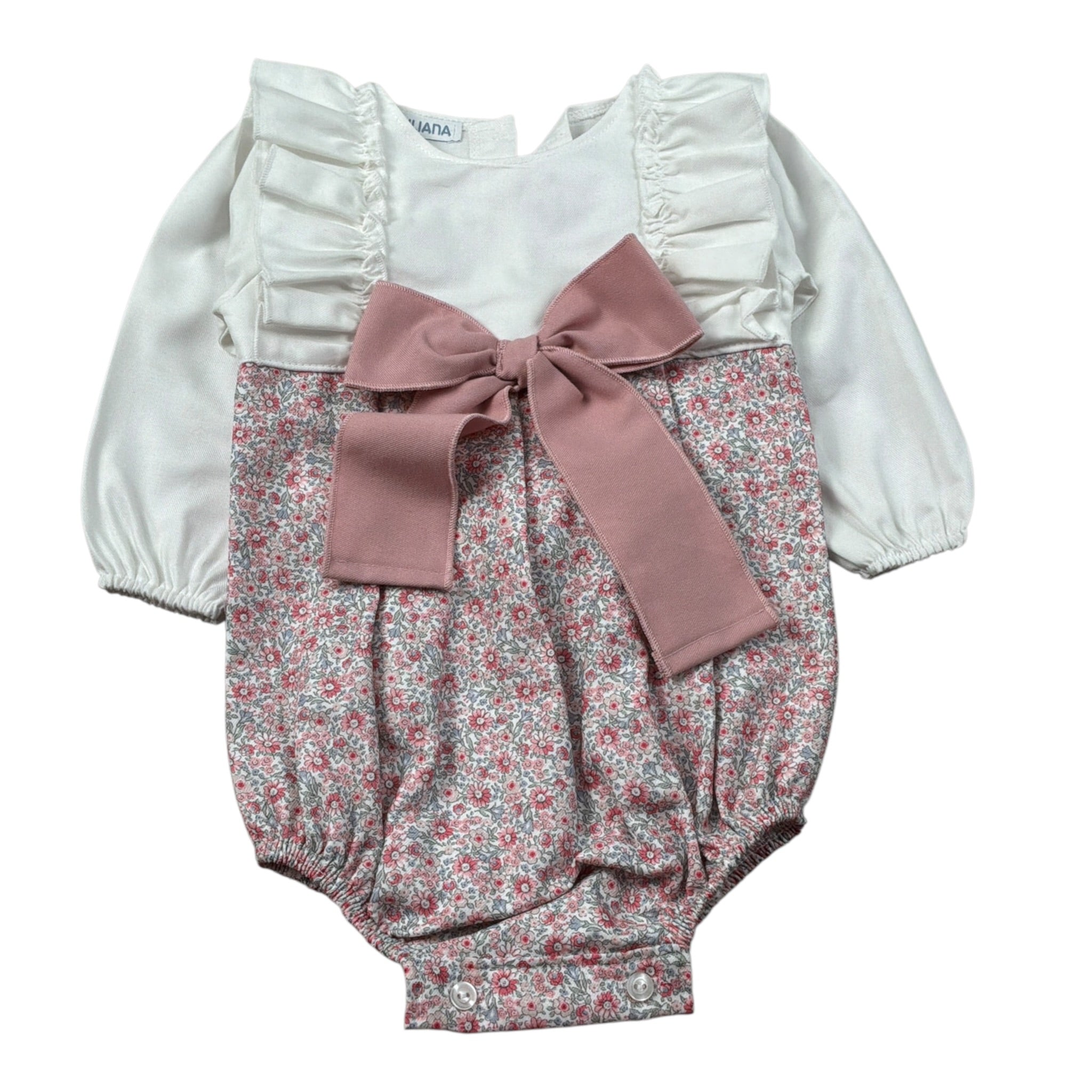 Juliana Pagliaccetto Manica Lunga con Fiocco Bianco/Rosa per Neonata 25640 BIANCO/ROSA JULIANA 