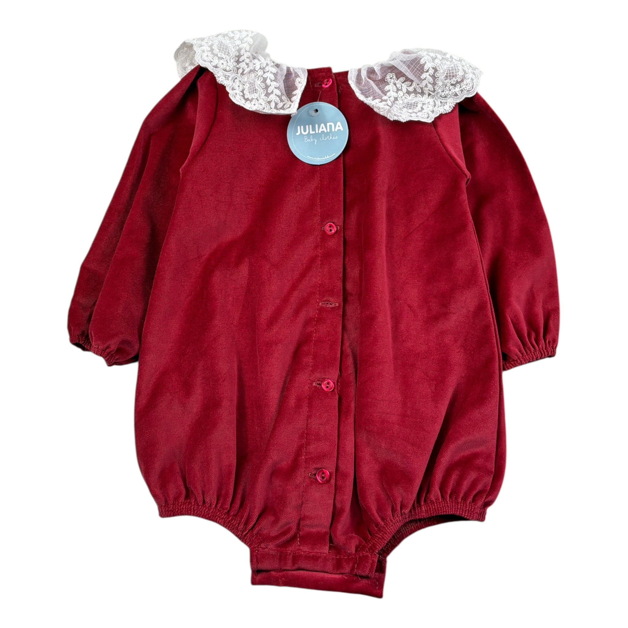 Juliana Pagliaccetto tinta unita con Colletto Rosso per Neonata 25641 ROSSO JULIANA 