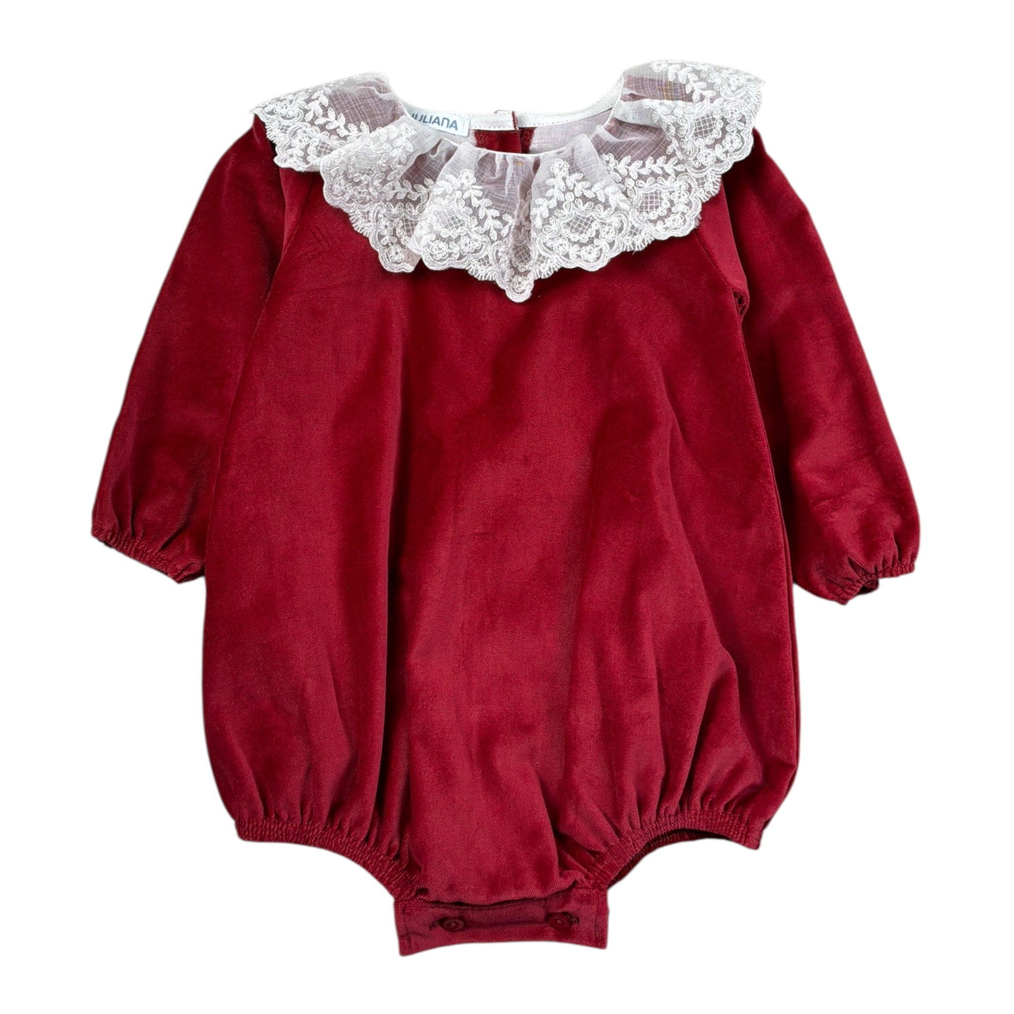 Juliana Pagliaccetto tinta unita con Colletto Rosso per Neonata 25641 ROSSO JULIANA 