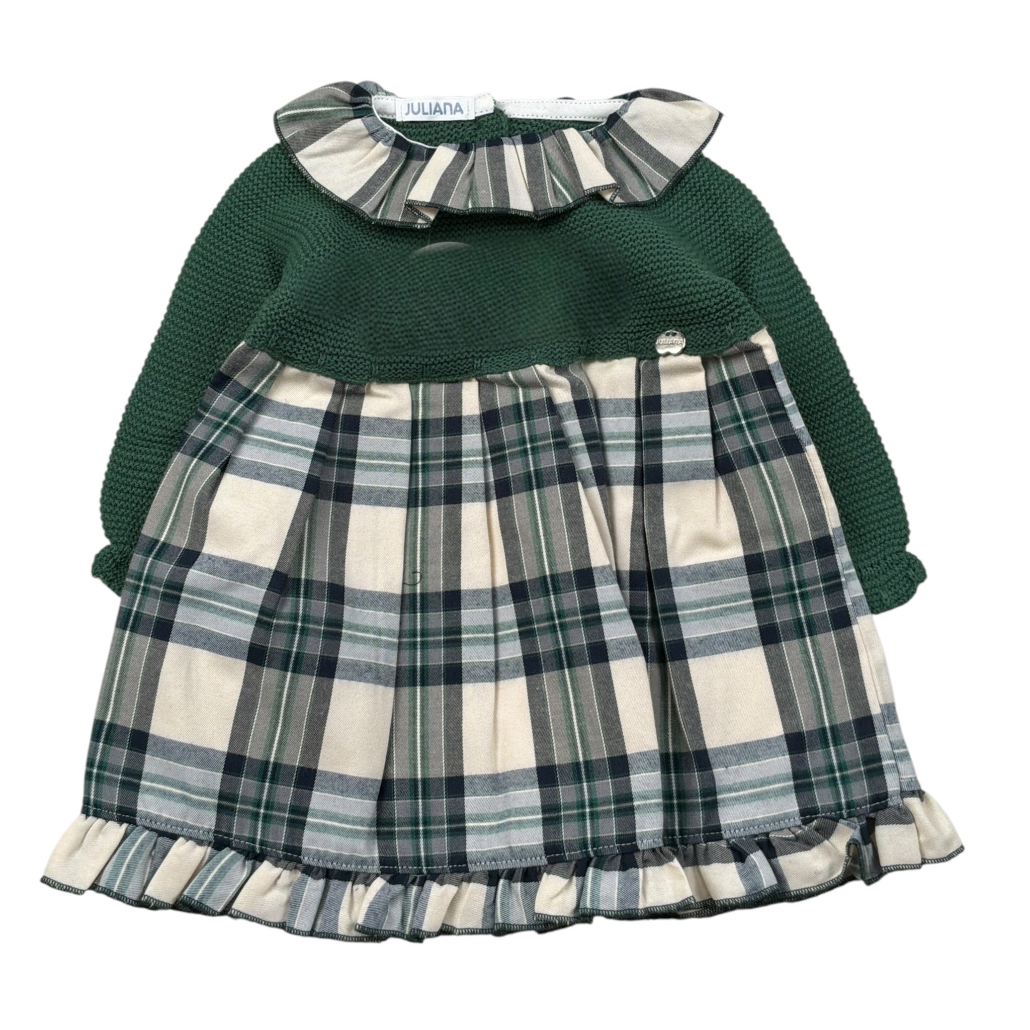 Juliana Abito Manica Lunga Stampa Fantasia Verde per Neonata 25646X VERDE JULIANA 