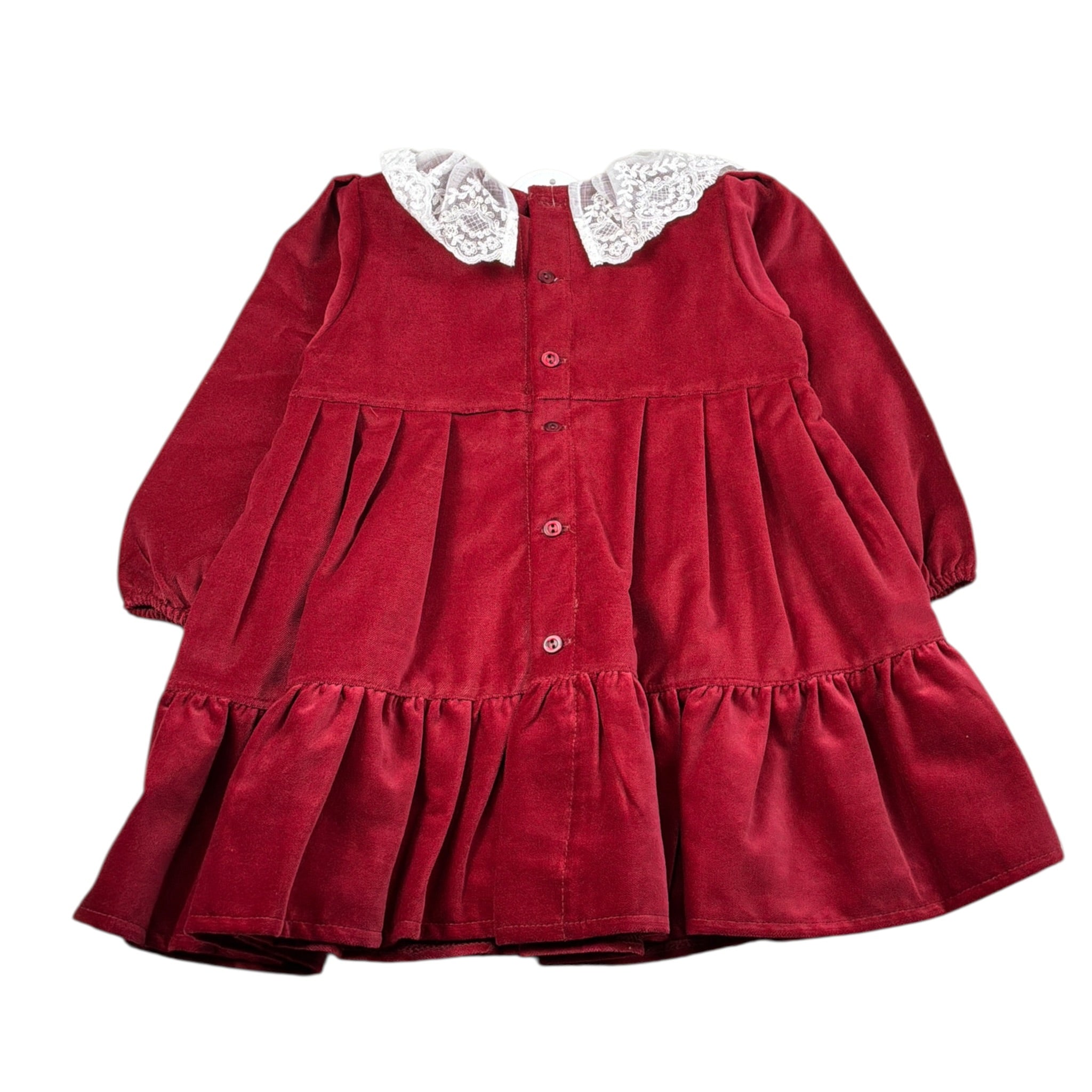 Juliana Abito Manica Lunga tinta unita In Camoscio Rosso per Neonata 25672 ROSSO JULIANA 