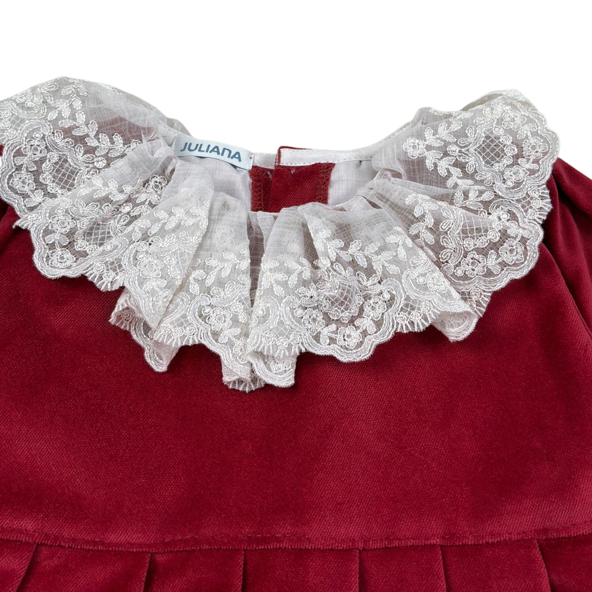 Juliana Abito Manica Lunga tinta unita In Camoscio Rosso per Neonata 25672 ROSSO JULIANA 
