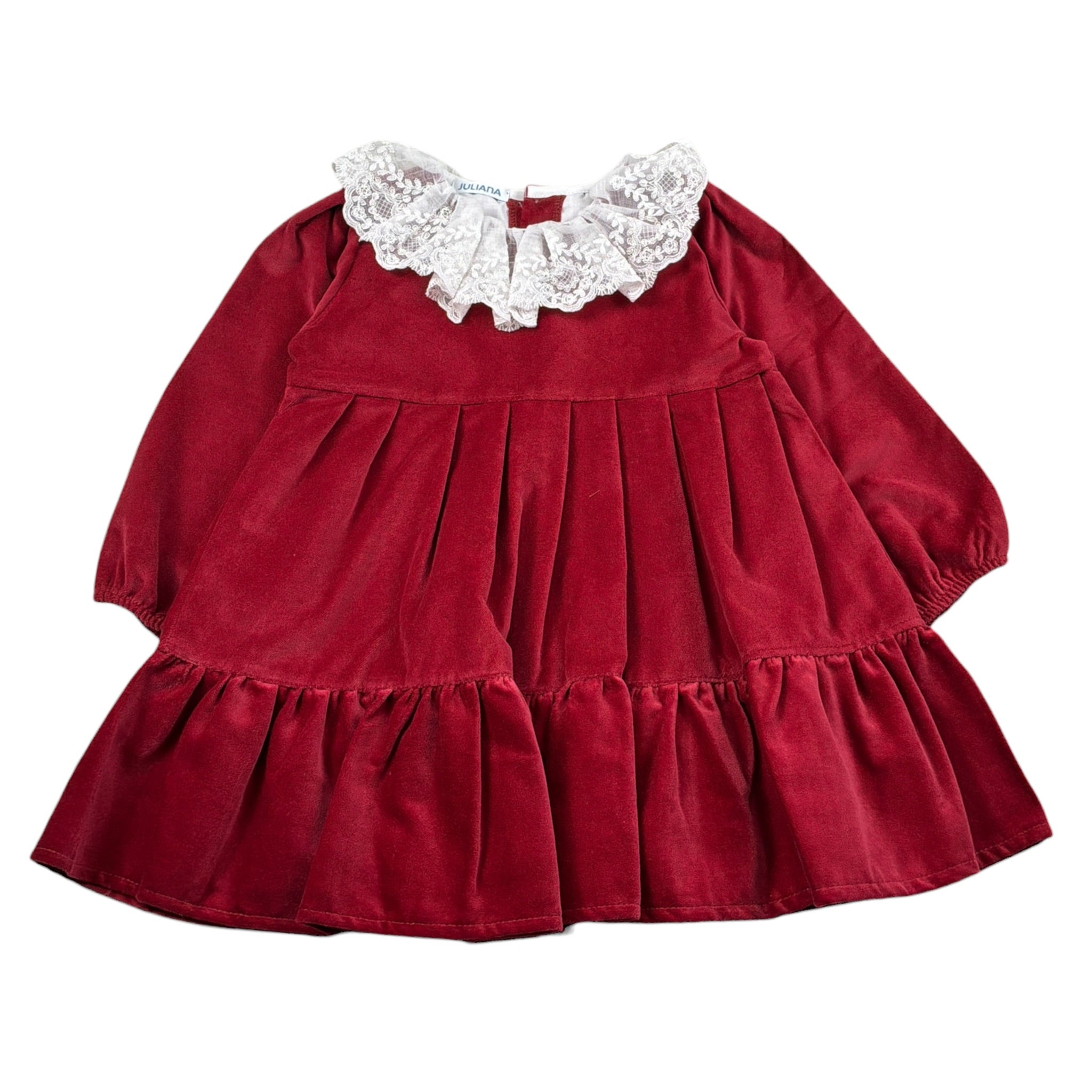 Juliana Abito Manica Lunga tinta unita In Camoscio Rosso per Neonata 25672 ROSSO JULIANA 