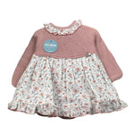 Juliana Abito Manica Lunga Bicolore con Cappelli Rosa per Neonata 25673 ROSA JULIANA 