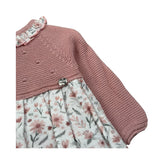 Juliana Abito Manica Lunga Bicolore con Cappelli Rosa per Neonata 25673 ROSA JULIANA 