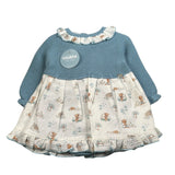 Juliana Abito Manica Lunga Bicolore con Cappelli Azzurro per Neonata 25675 AZZURRO JULIANA 