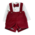 Juliana Completo 3 Pezzi Salopette-Camicia-Papillon Rosso/Bianco per Neonato 25699 ROSSO/BIANCO JULIANA 