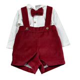 Juliana Completo 3 Pezzi Salopette-Camicia-Papillon Rosso/Bianco per Neonato 25699 ROSSO/BIANCO JULIANA 