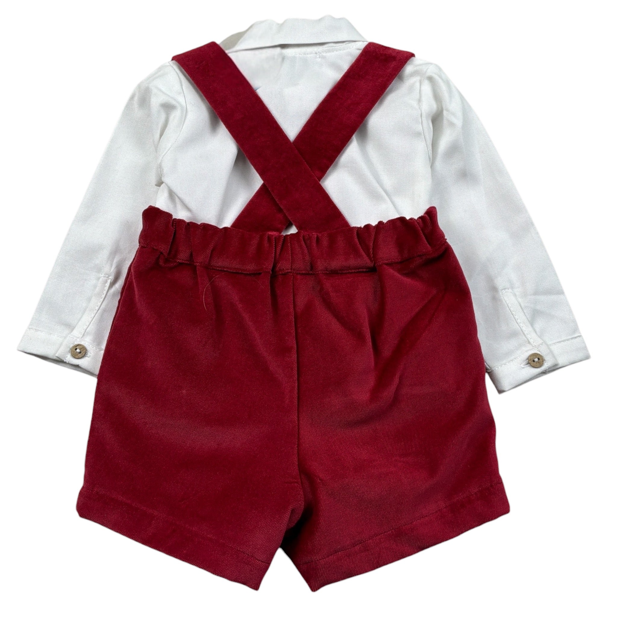 Juliana Completo 3 Pezzi Salopette-Camicia-Papillon Rosso/Bianco per Neonato 25699 ROSSO/BIANCO JULIANA 