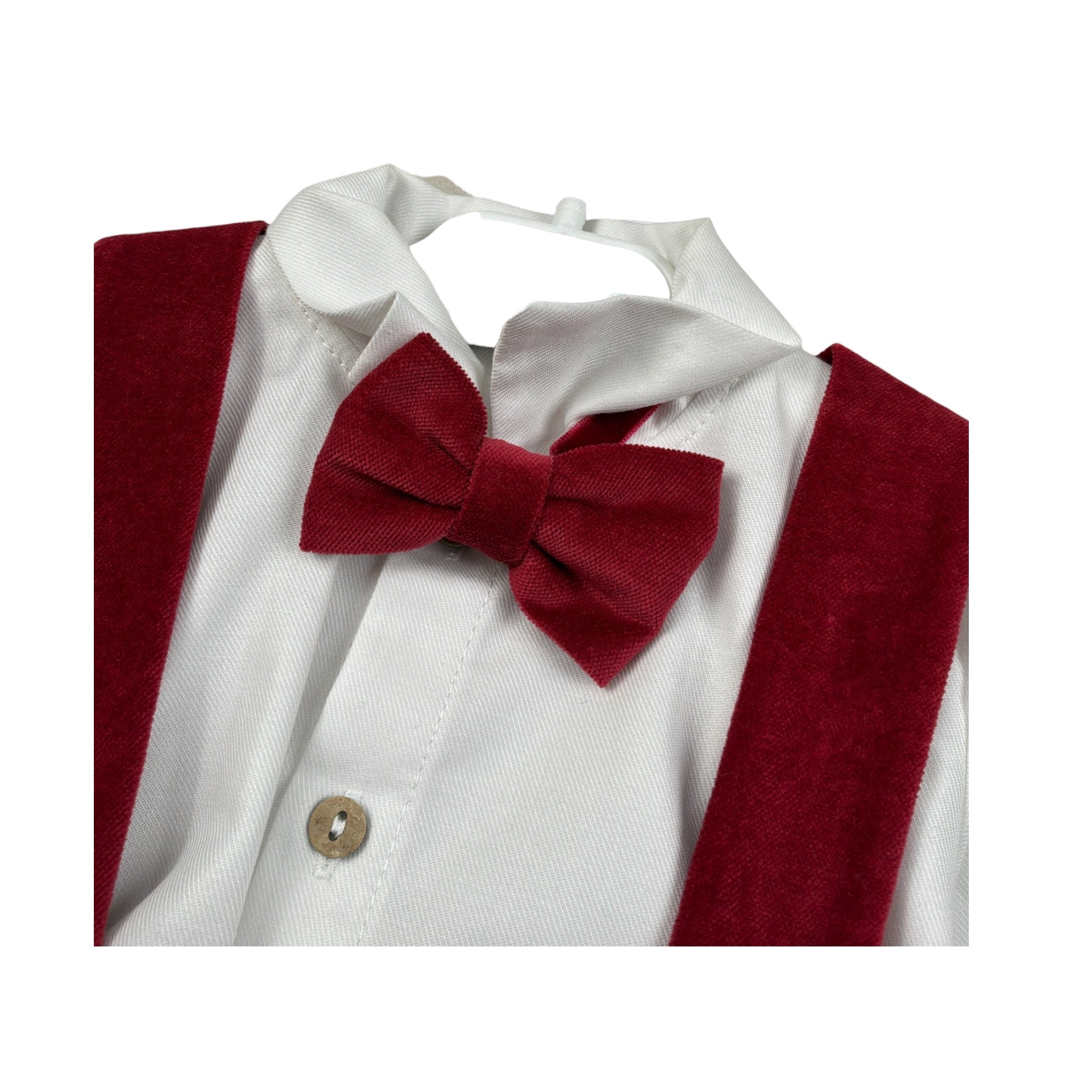 Juliana Completo 3 Pezzi Salopette-Camicia-Papillon Rosso/Bianco per Neonato 25699 ROSSO/BIANCO JULIANA 