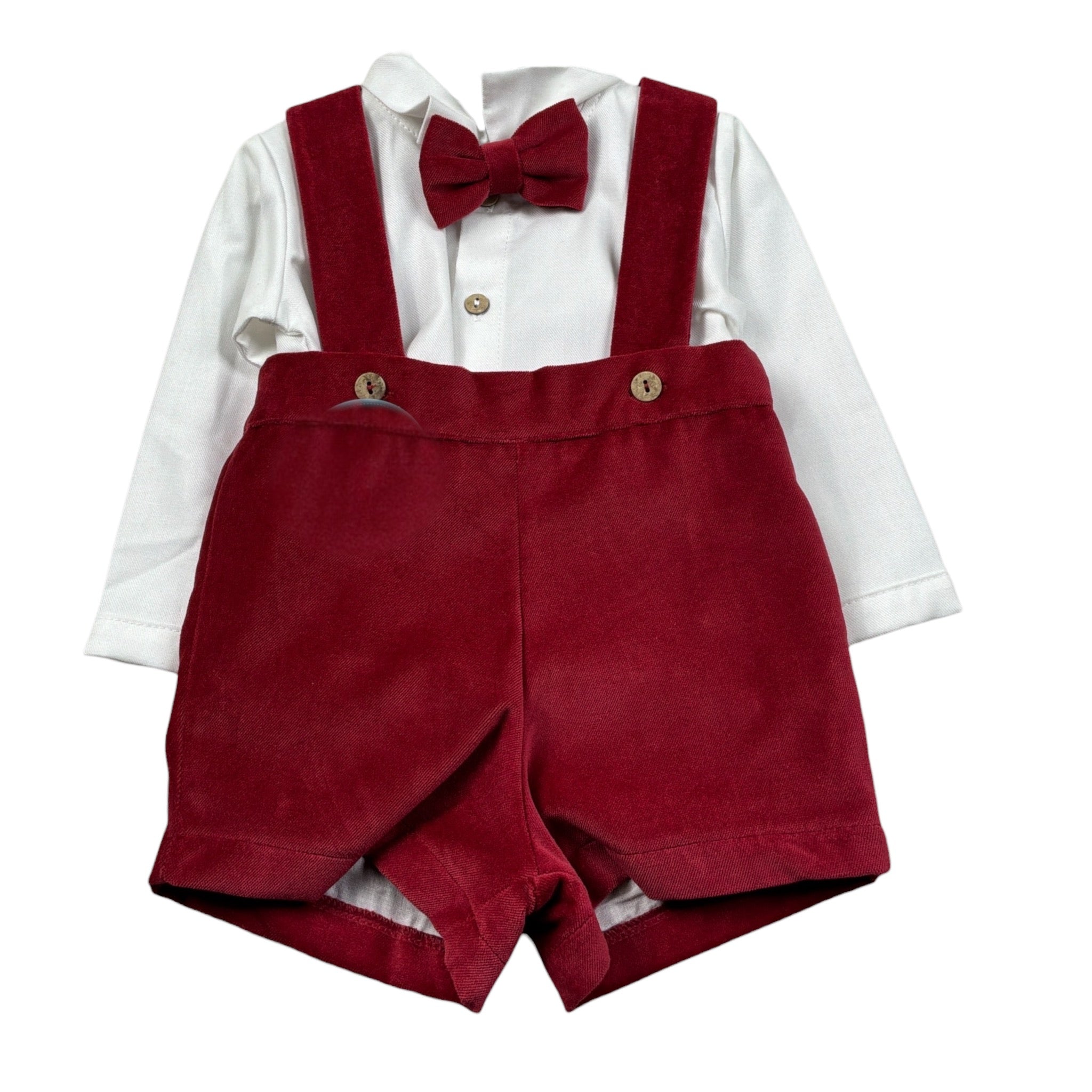 Juliana Completo 3 Pezzi Salopette-Camicia-Papillon Rosso/Bianco per Neonato 25699 ROSSO/BIANCO JULIANA 