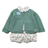 Juliana Completo 3 Pezzi Cardigan-Camicia-Culotte Verde per Neonato J8185 VERDE JULIANA 