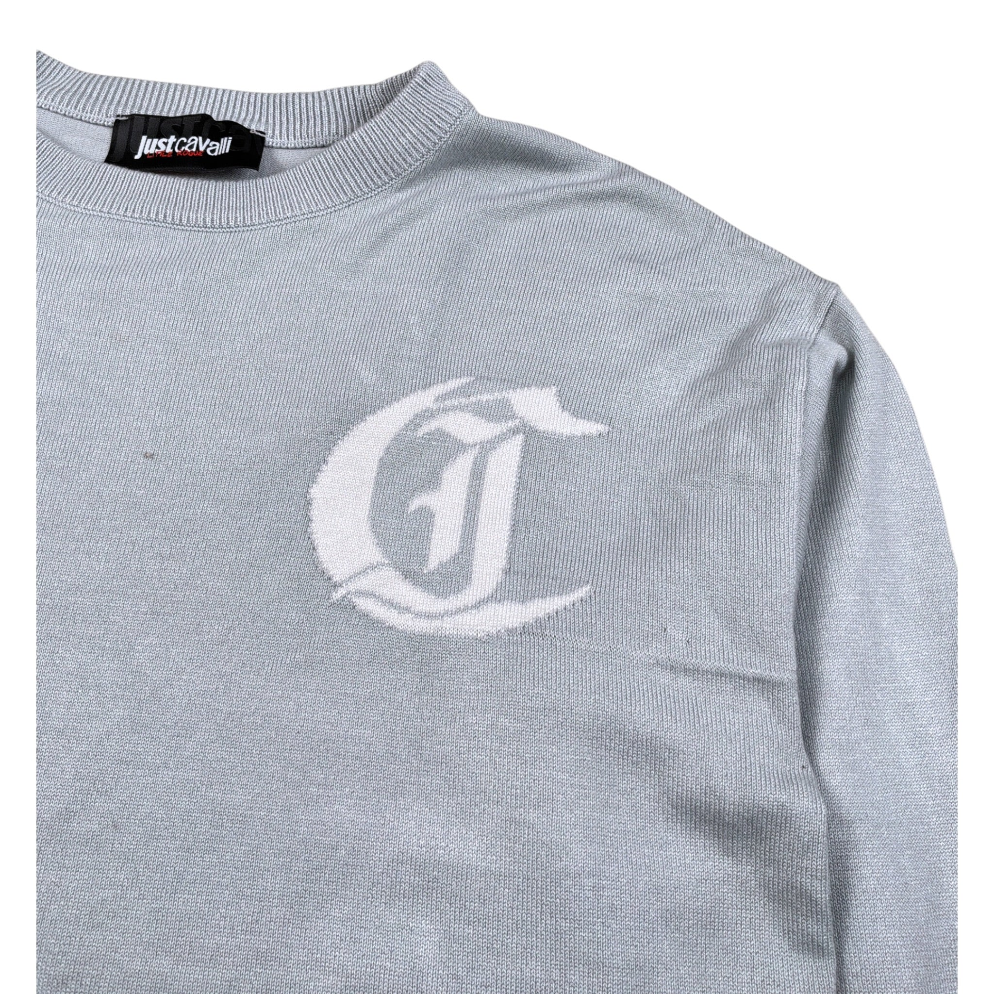 Just Cavalli Maglia Girocollo tinta unita con Logo Azzurro per Bambino JBA26013MA AZZURRO JUST CAVALLI 