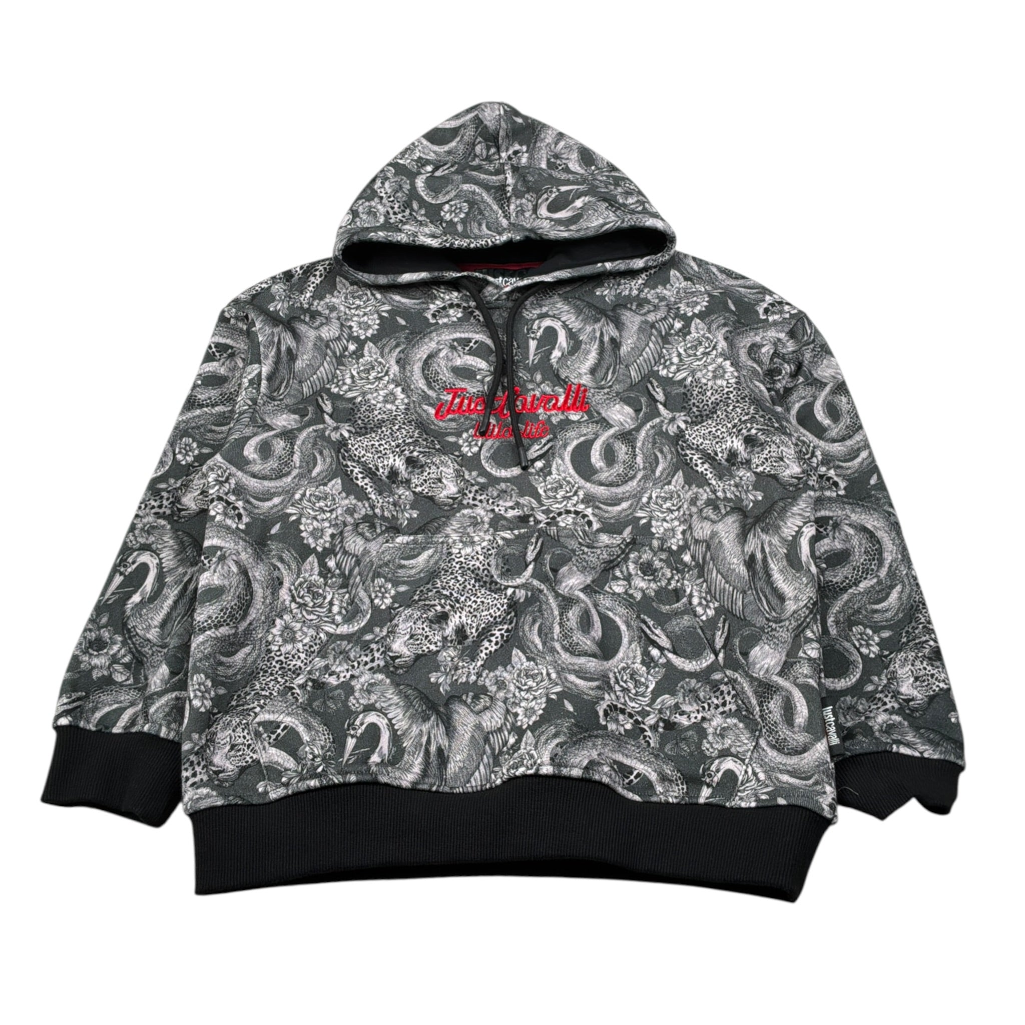 Just Cavalli Felpa Chiusa con Cappuccio Stampa Fantasia Grigio per Bambino JBA26065FE GRIGIO JUST CAVALLI 