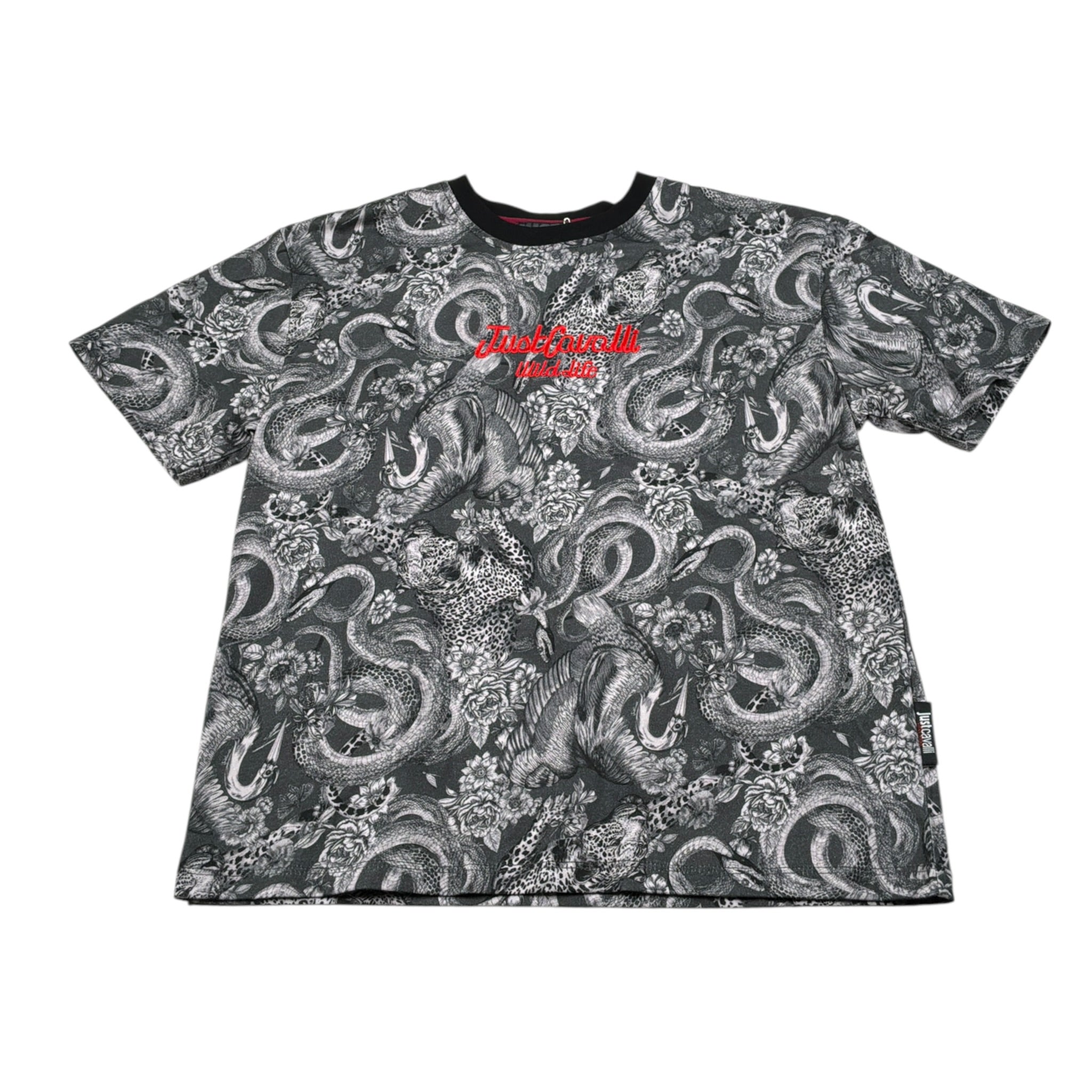 Just Cavalli T-Shirt Stampa Fantasia Girocollo Nero per Bambino JBA26073TS NERO JUST CAVALLI 