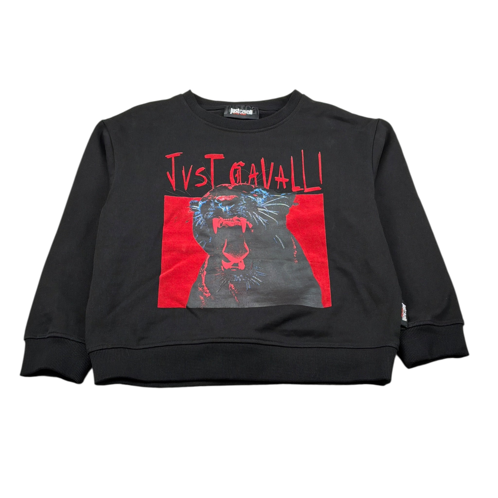Just Cavalli Felpa Chiusa Girocollo tinta unita con Stampa Nero per Bambino JBA26080FE NERO JUST CAVALLI 