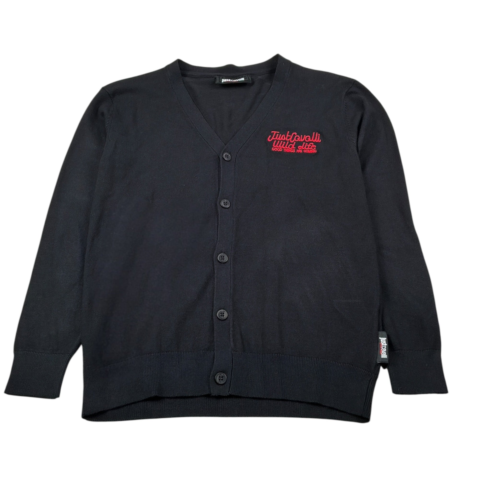 Just Cavalli Cardigan Tinta Jnita con Logo Nero per Bambino JBA26092CD NERO JUST CAVALLI 