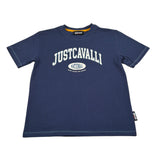 Just Cavalli T-Shirt Girocollo Tinta Unit con Stampa Blu per Bambino JBA26129TS BLU JUST CAVALLI 