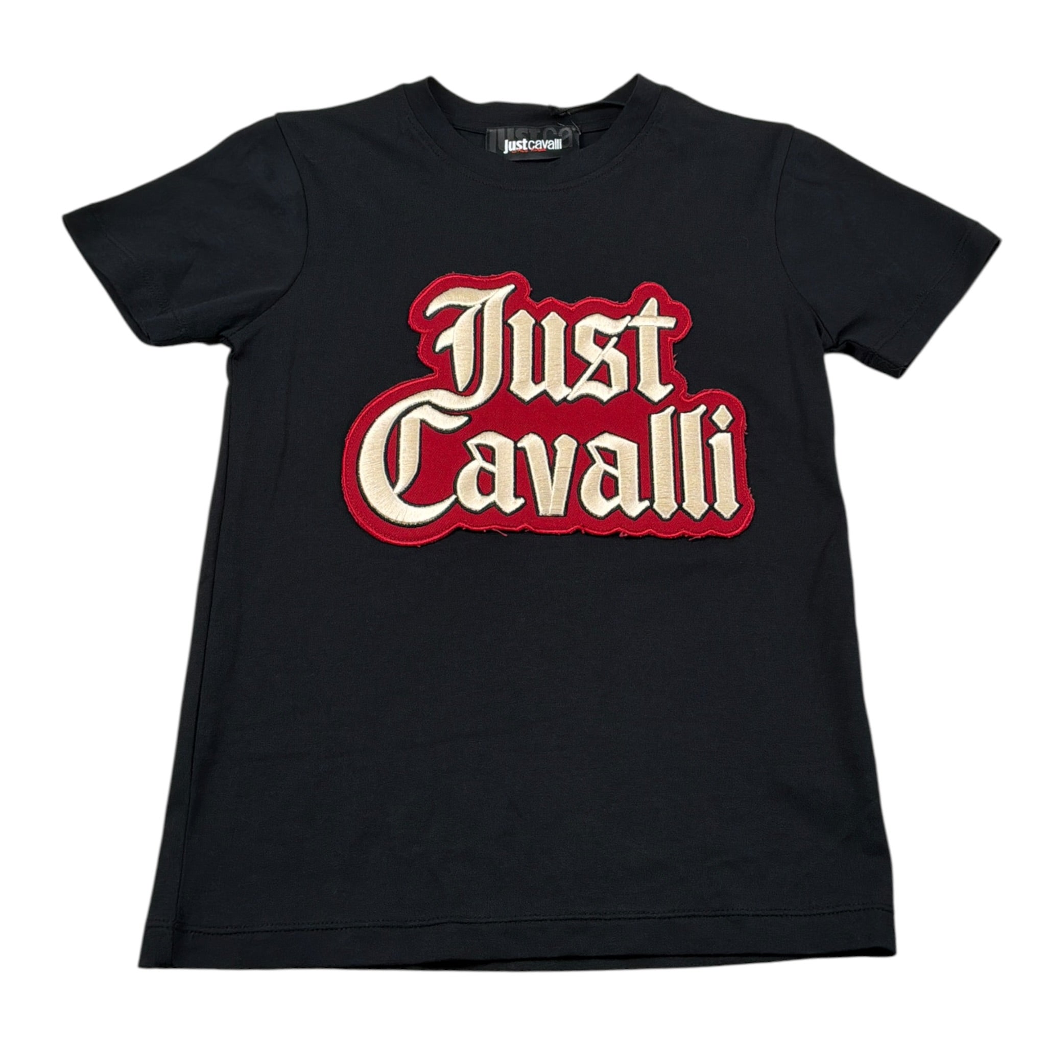 Just Cavalli T-Shirt Girocollo tinta unita con Logo Nero per Bambino JBA2616TS NERO JUST CAVALLI 