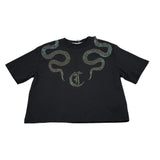 Just Cavalli T-Shirt Girocollo tinta unita con Brillantini Nero per Bambina JGA26044TS NERO JUST CAVALLI 