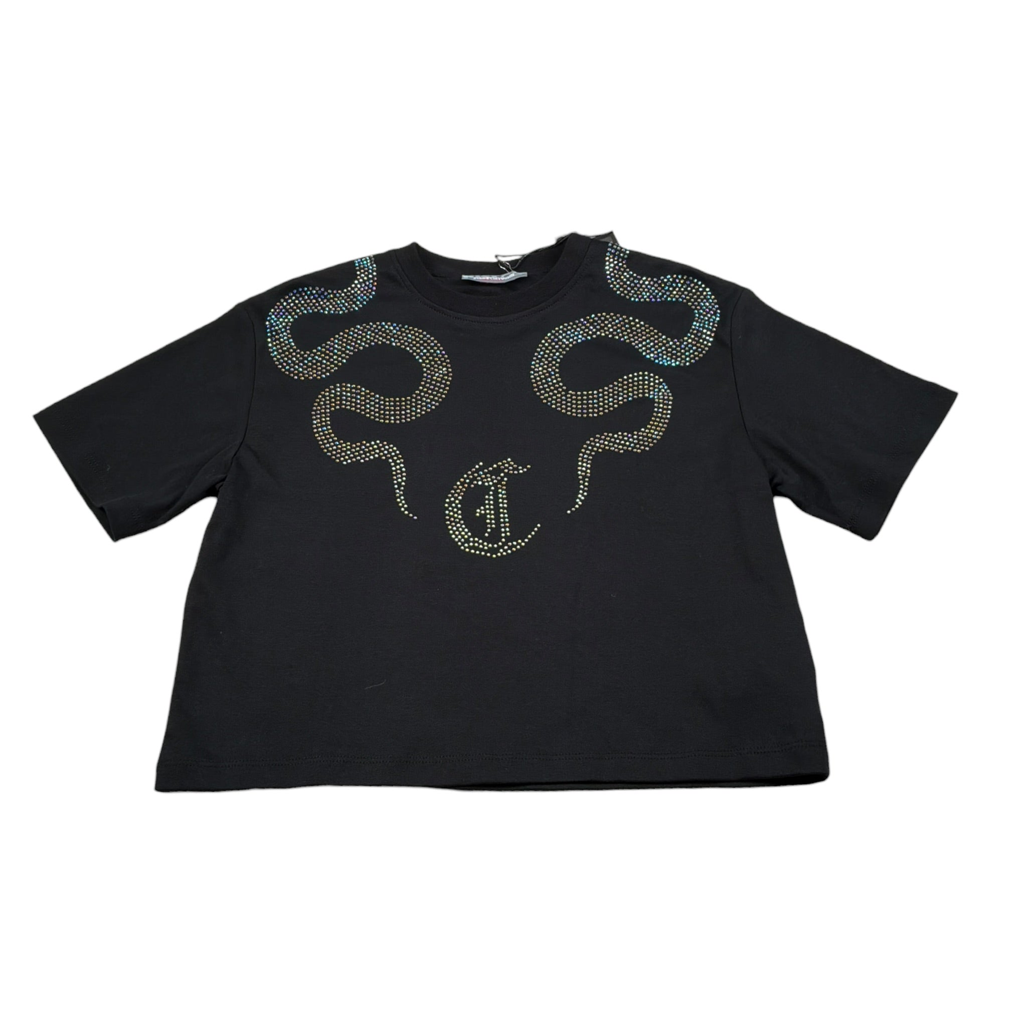 Just Cavalli T-Shirt Girocollo tinta unita con Brillantini Nero per Bambina JGA26044TS NERO JUST CAVALLI 