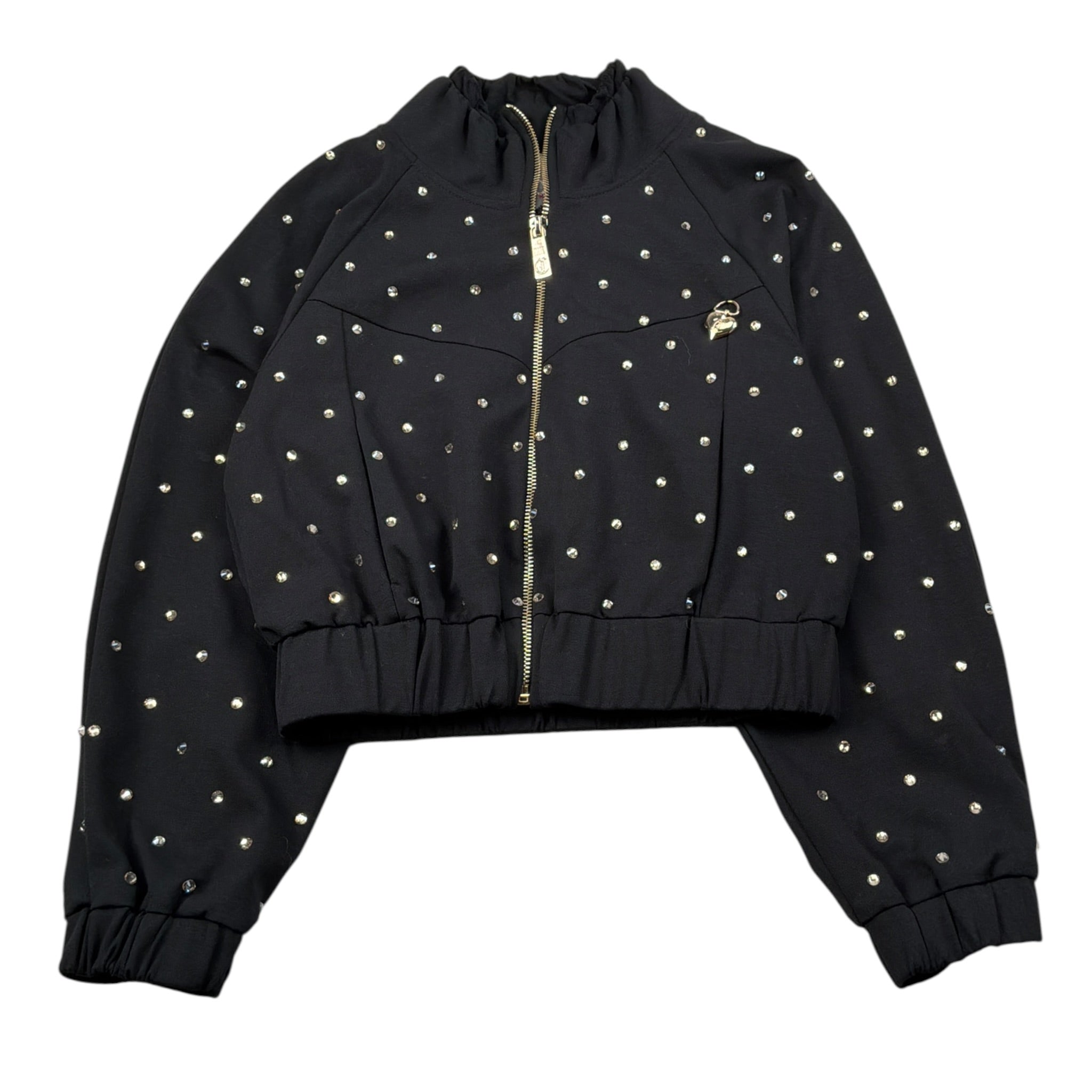 Just Cavalli Felpa con Zip tinta unita con Brillantini Nero per Bambina JGA26127FE NERO JUST CAVALLI 