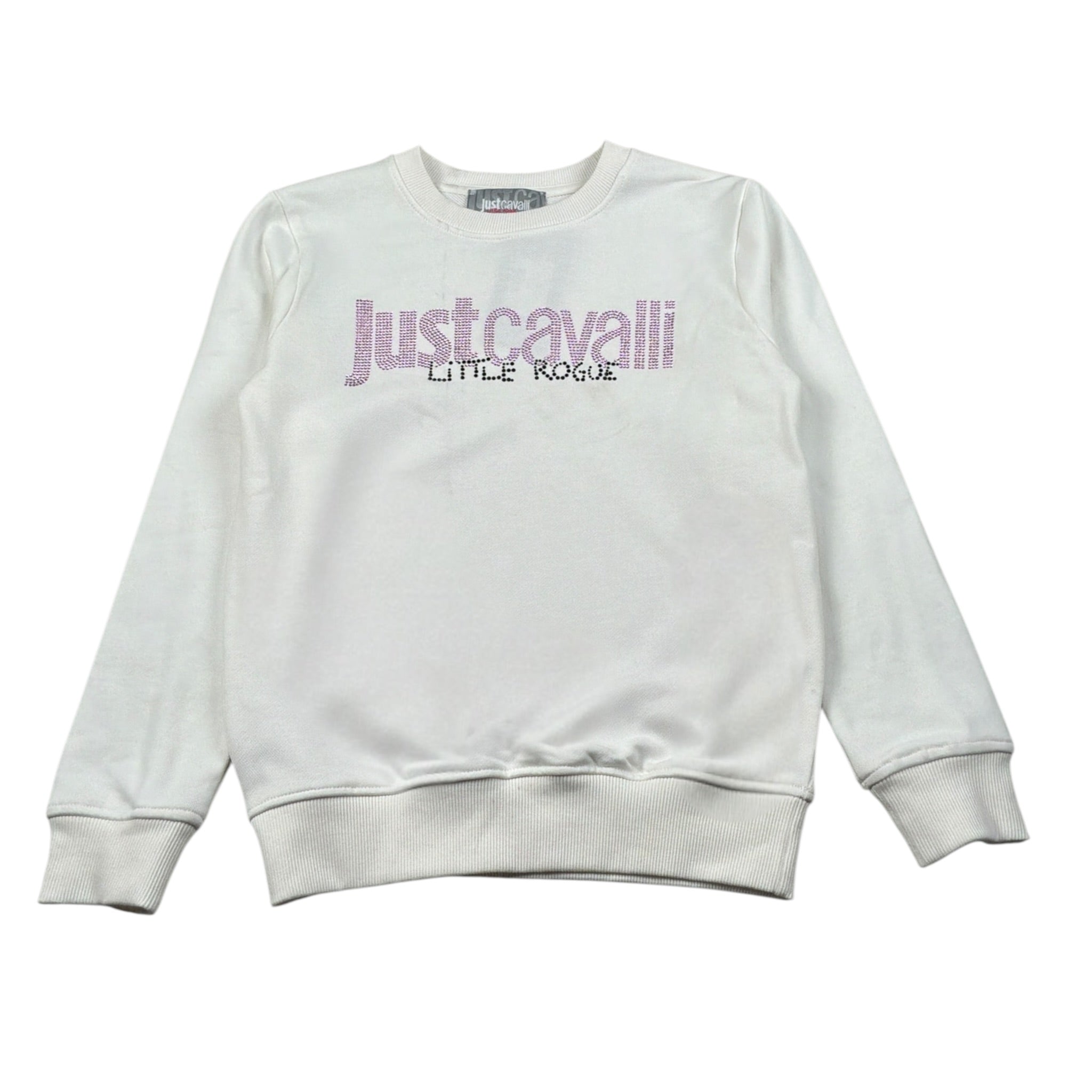 Just Cavalli Felpa Chiusa Girocollo tinta unita con Brillantini Bianco per Bambina JGA26174FE BIANCO JUST CAVALLI 