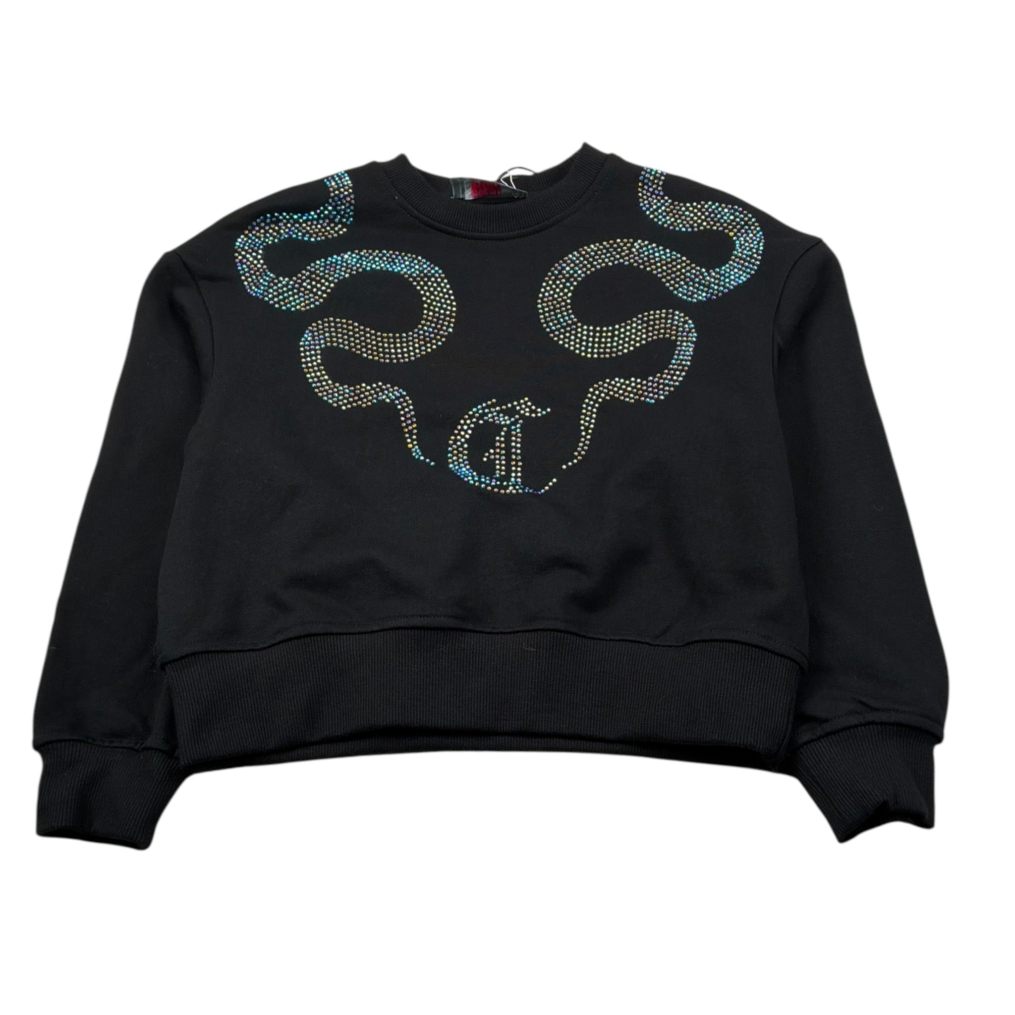 Just Cavalli Felpa Chiusa Girocollo tinta unita con Brillantini Nero per Bambina JGA2640FE NERO JUST CAVALLI 