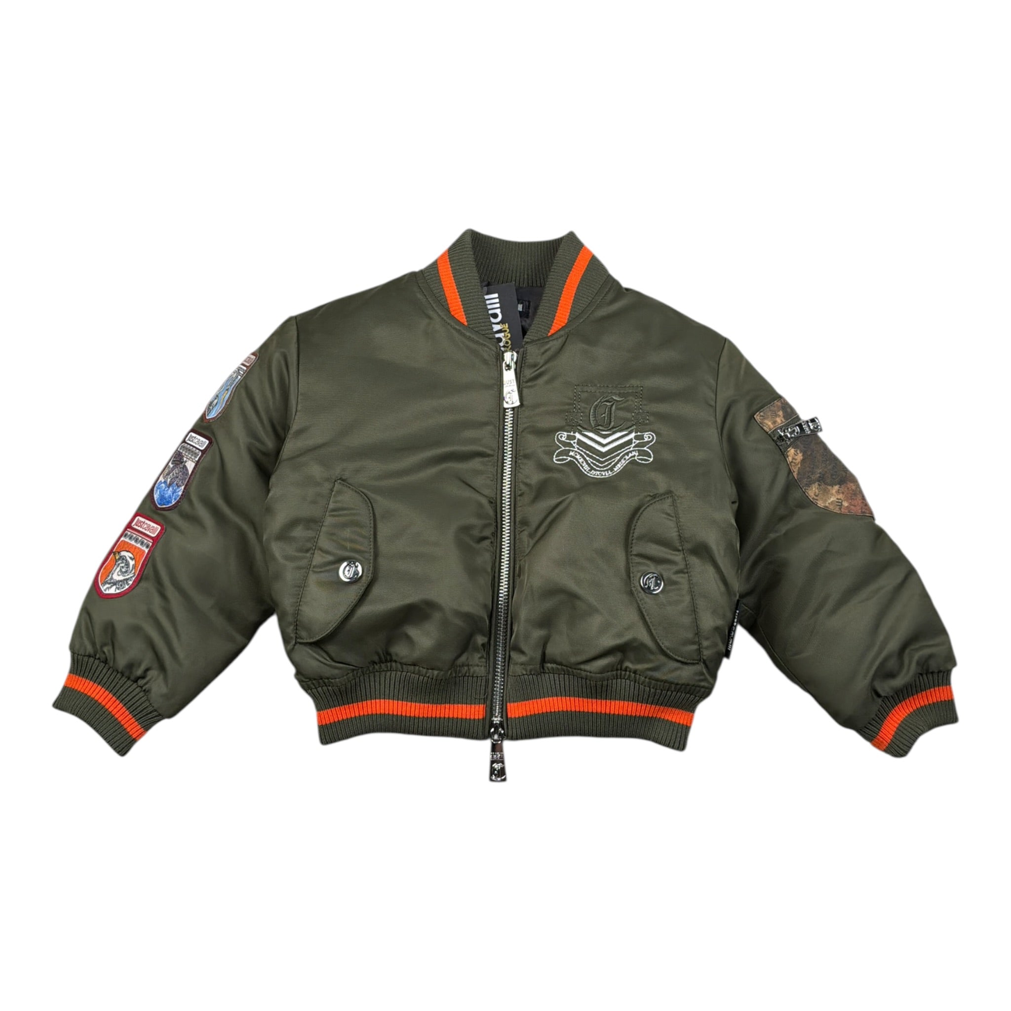 Just Cavalli Giubbino tinta unita con Zip E Profili In Contrasto Verde per Neonato JIA26026GB VERDE JUST CAVALLI 