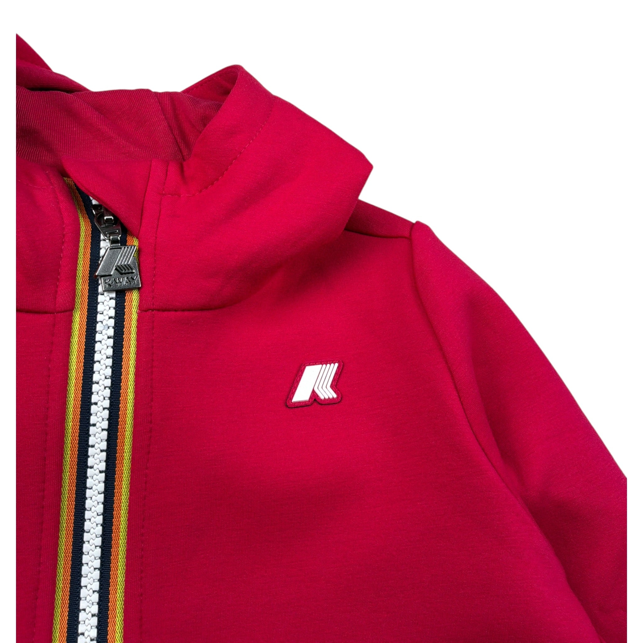 K-Way Felpa con Zip E Cappuccio tinta unita con Logo Fuxia per Bambina K1127LW FUXIA K-WAY 