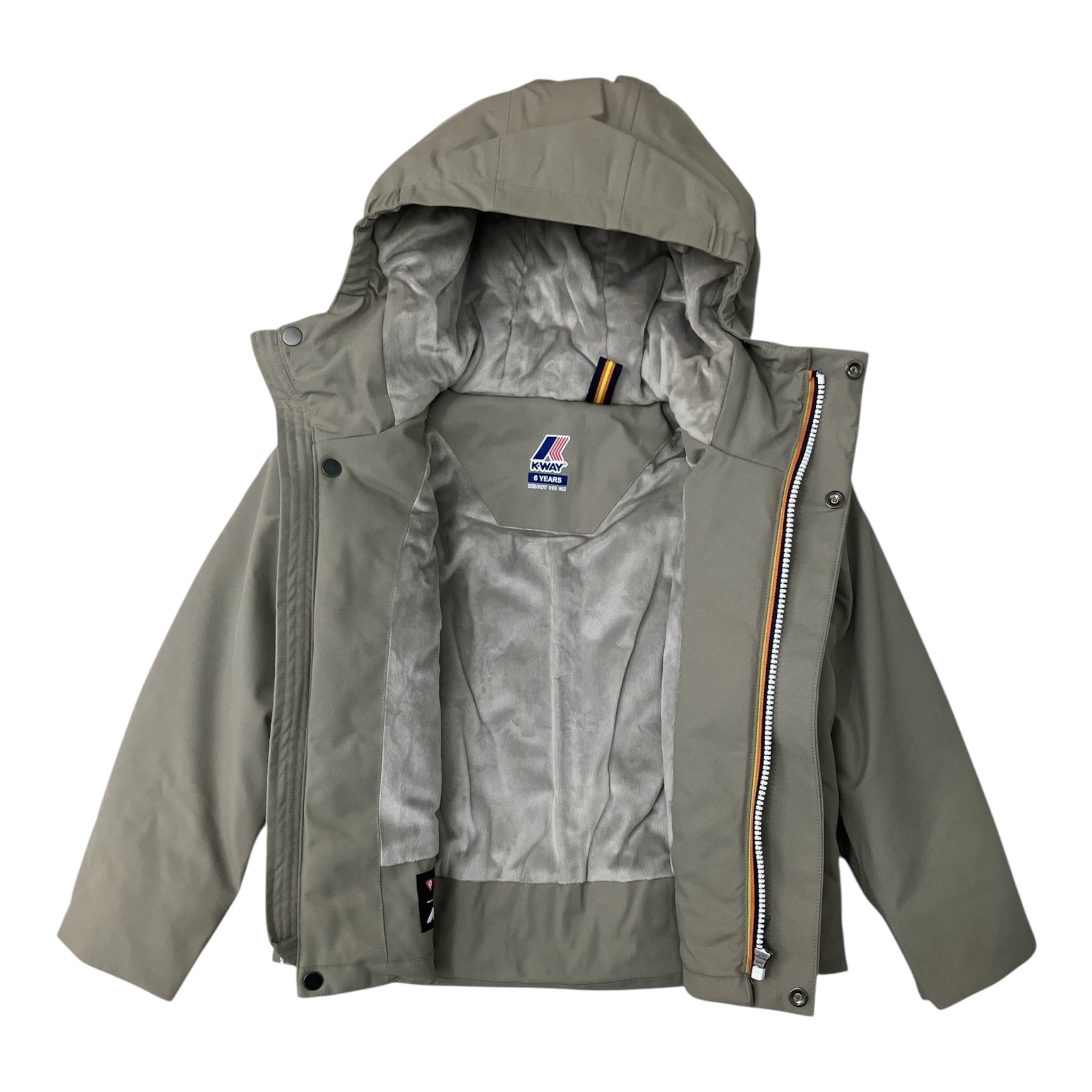 K-Way Giubbino tinta unita con Zip E Cappuccio Verde per Bambino K1128FWX VERDE K-WAY 