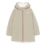 K-Way Giubbino Reversibile Lungo con Zip E Cappuccio Verde/Panna per Bambina K11517WXX VERDE/PANNA K-WAY 