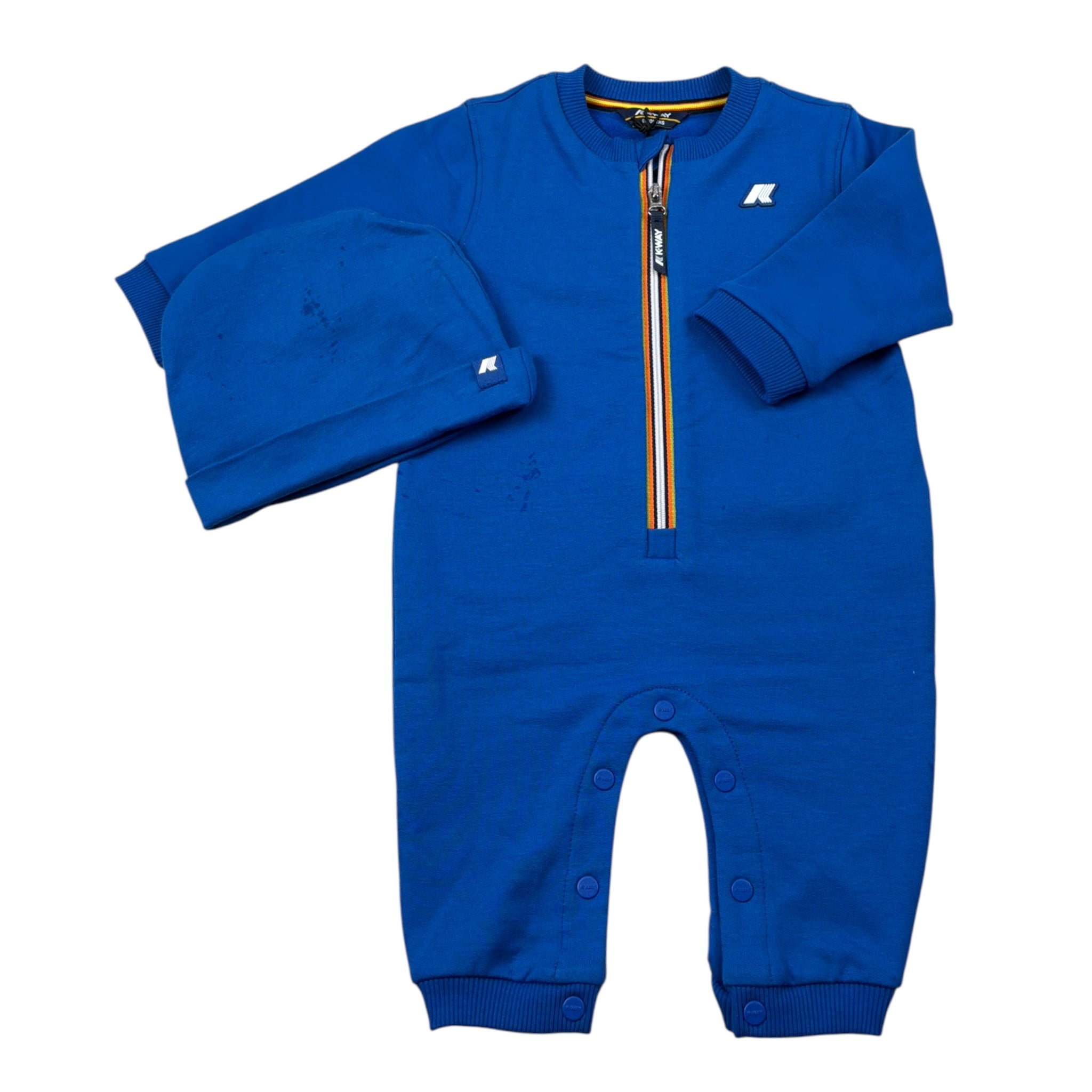 K-Way Tutina Manica Lunga tinta unita con Cappello Blu per Neonato K31361W BLU K-WAY 