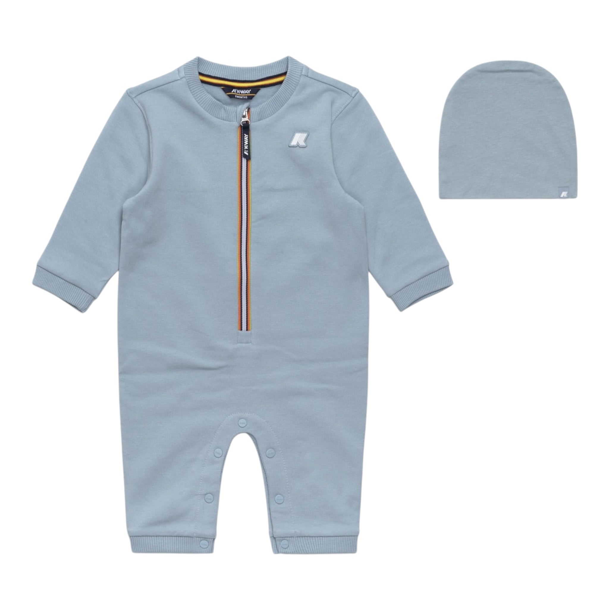 K-Way Tutina Manica Lunga tinta unita con Cappello Azzurro per Neonato K3161WO AZZURRO K-WAY 